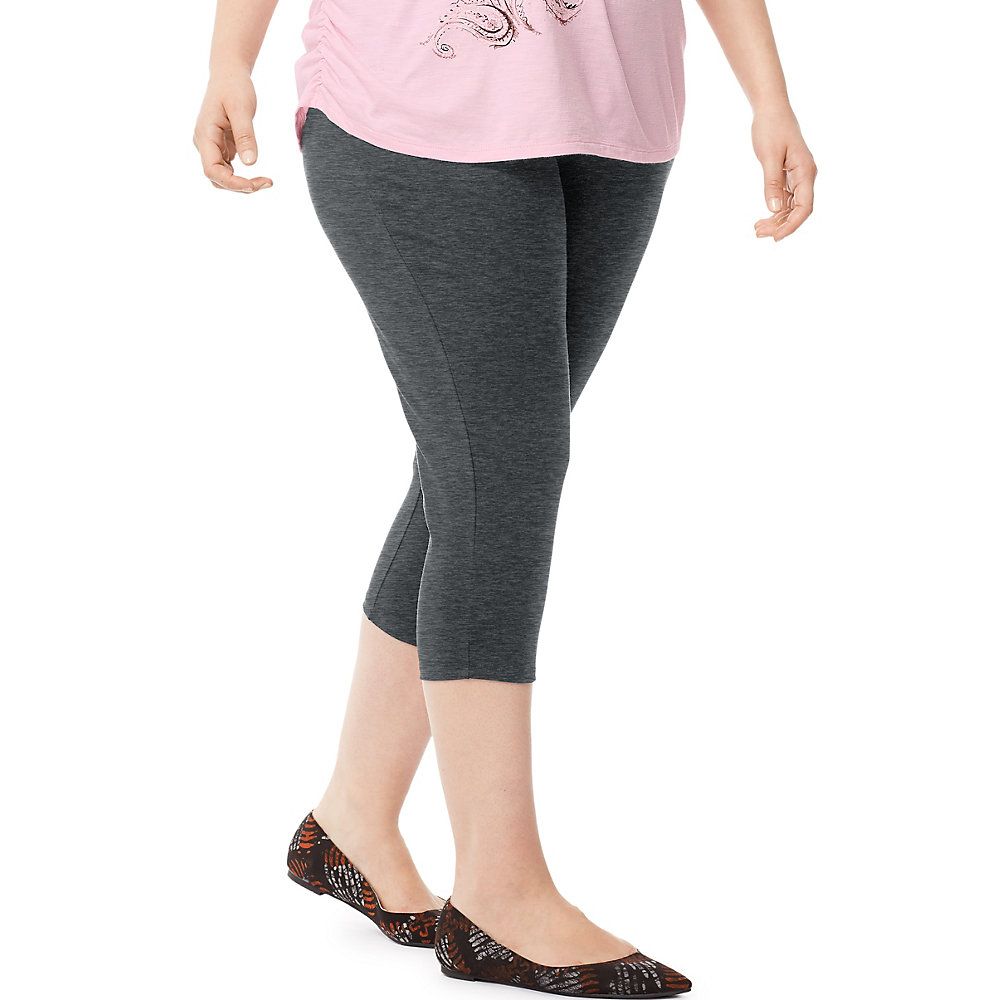 JUST MY SIZE Stretch Cotton Jersey Women's Leggings Charcoal Heather