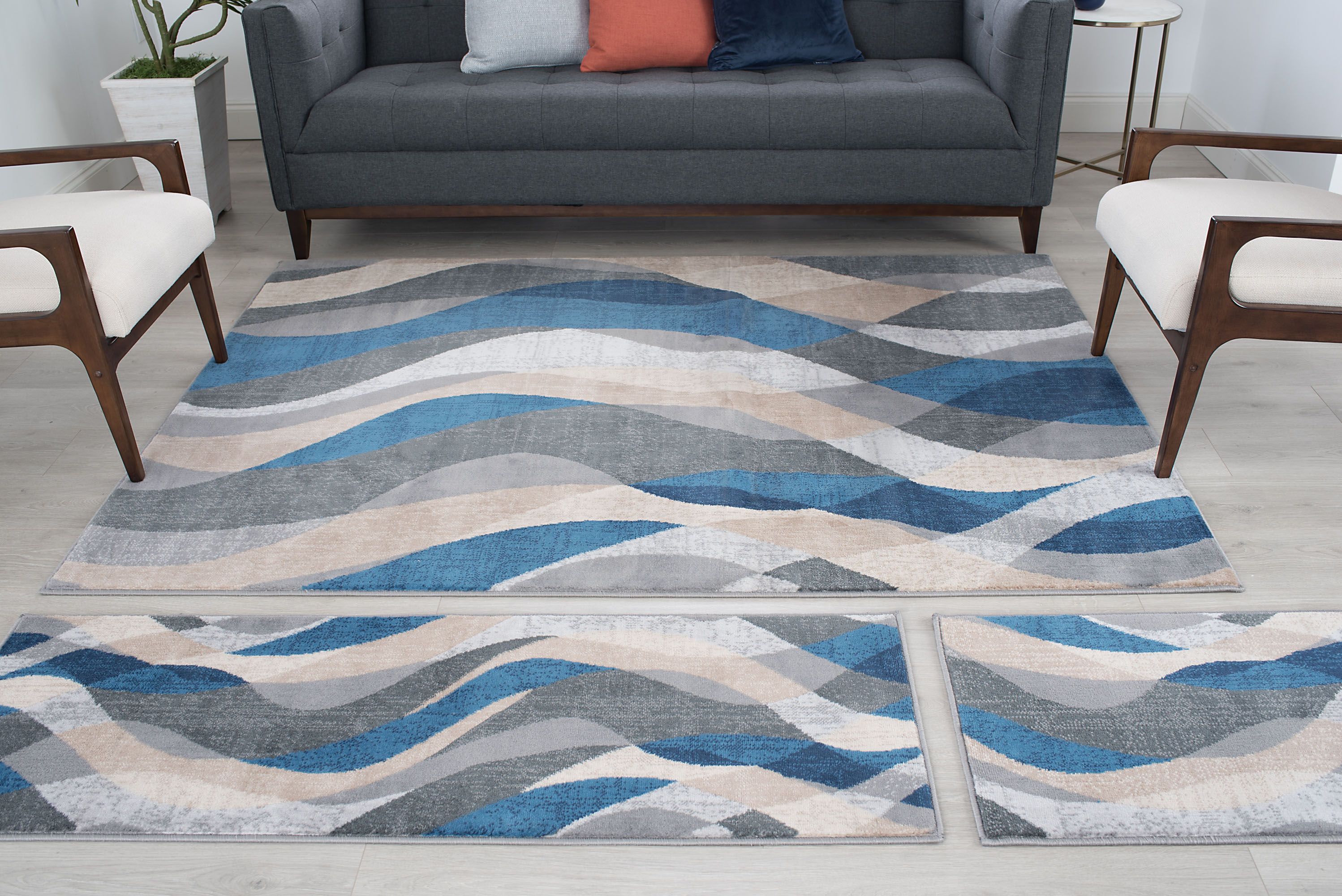 Fingerhut McLeland Design Modern Waves 3 Pc. Area Rug Set