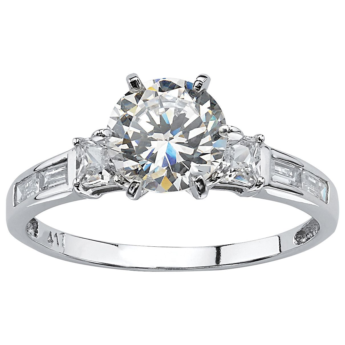 Fingerhut - PalmBeach Jewelry 10K White Gold Round, Princess-Cut and  Baguette CZ Engagement Ring