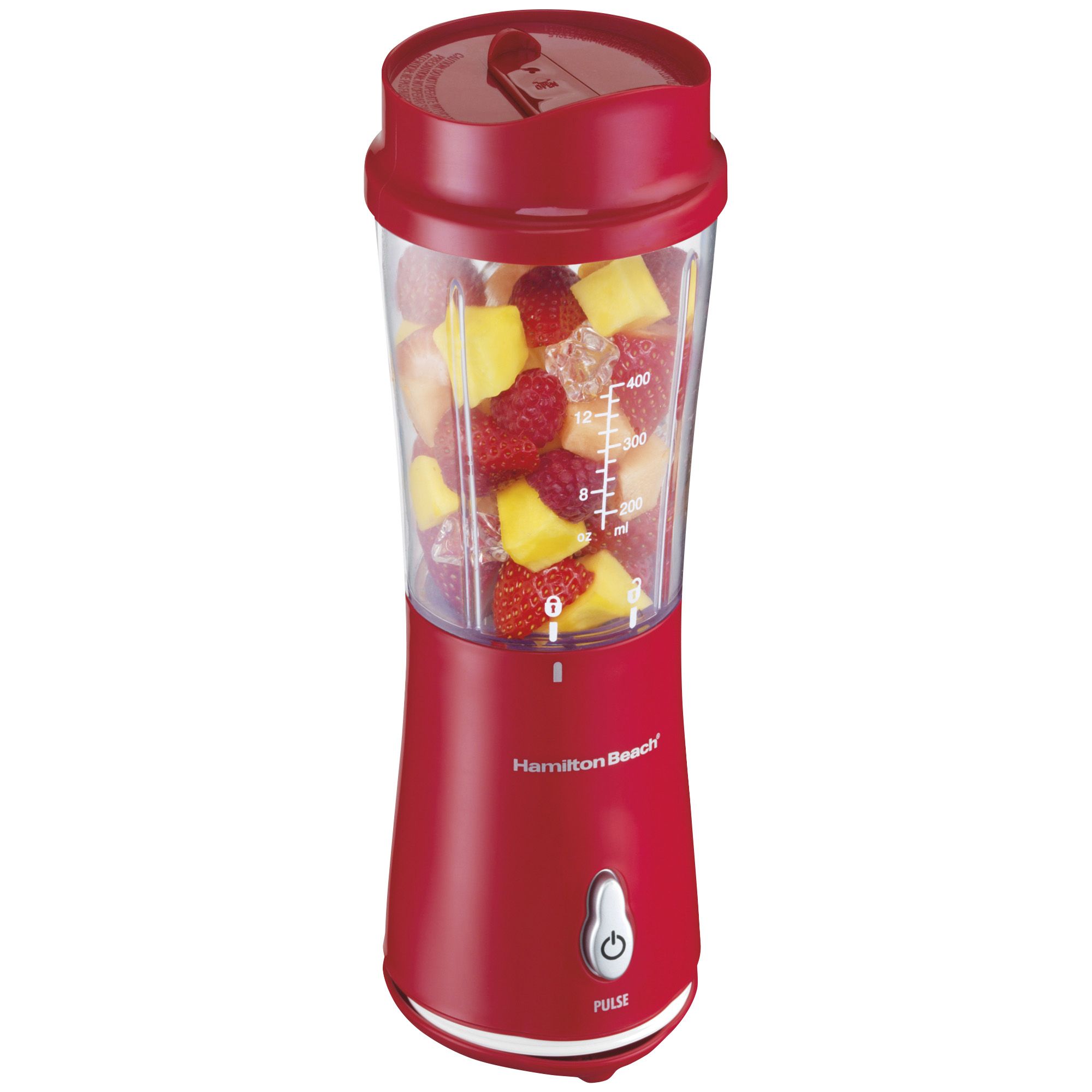 Fingerhut - Hamilton Beach Single-Serve Blender with Travel Lid - Red