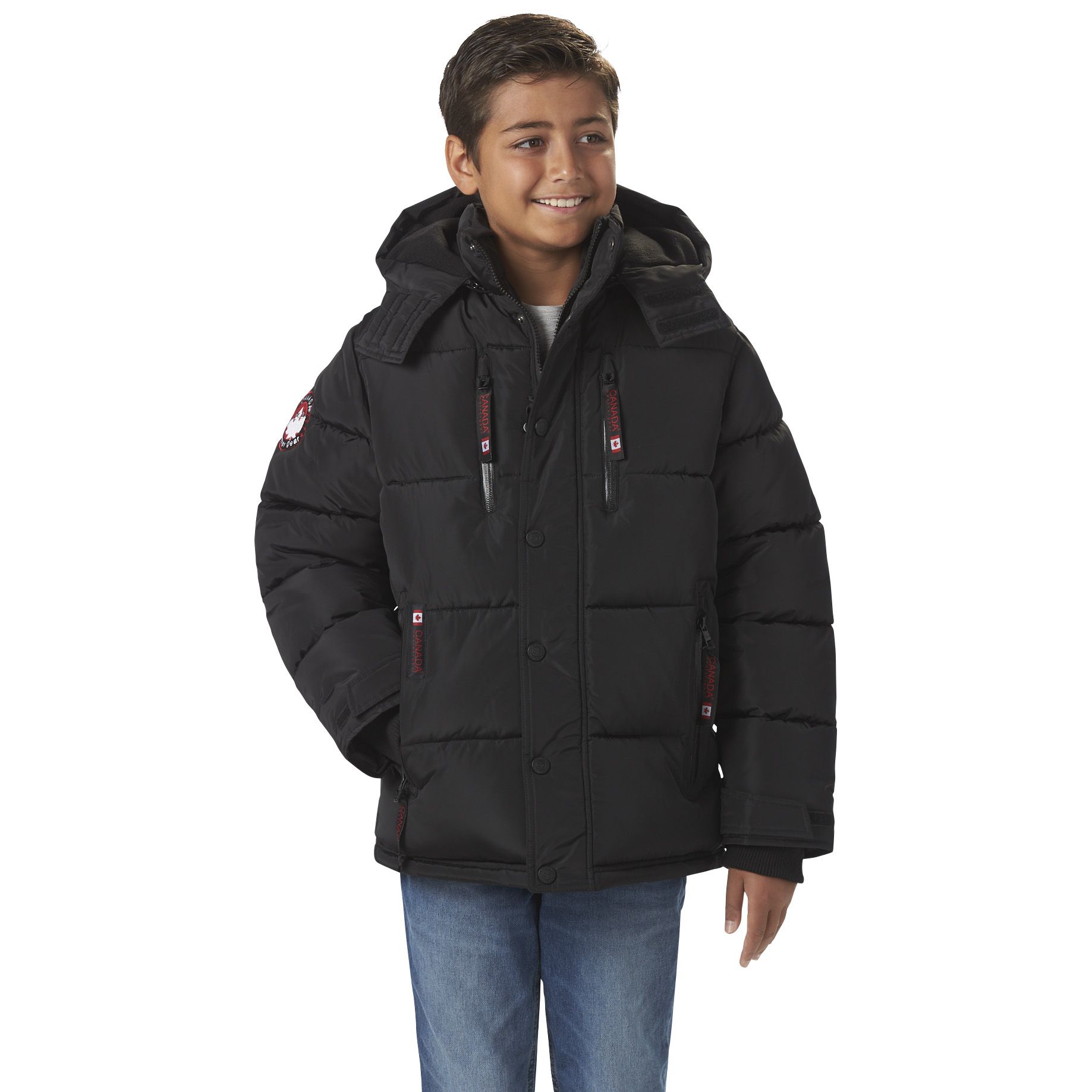 CANADA WEATHER GEAR Boys' Zipped Snap Flap Insulated Parka