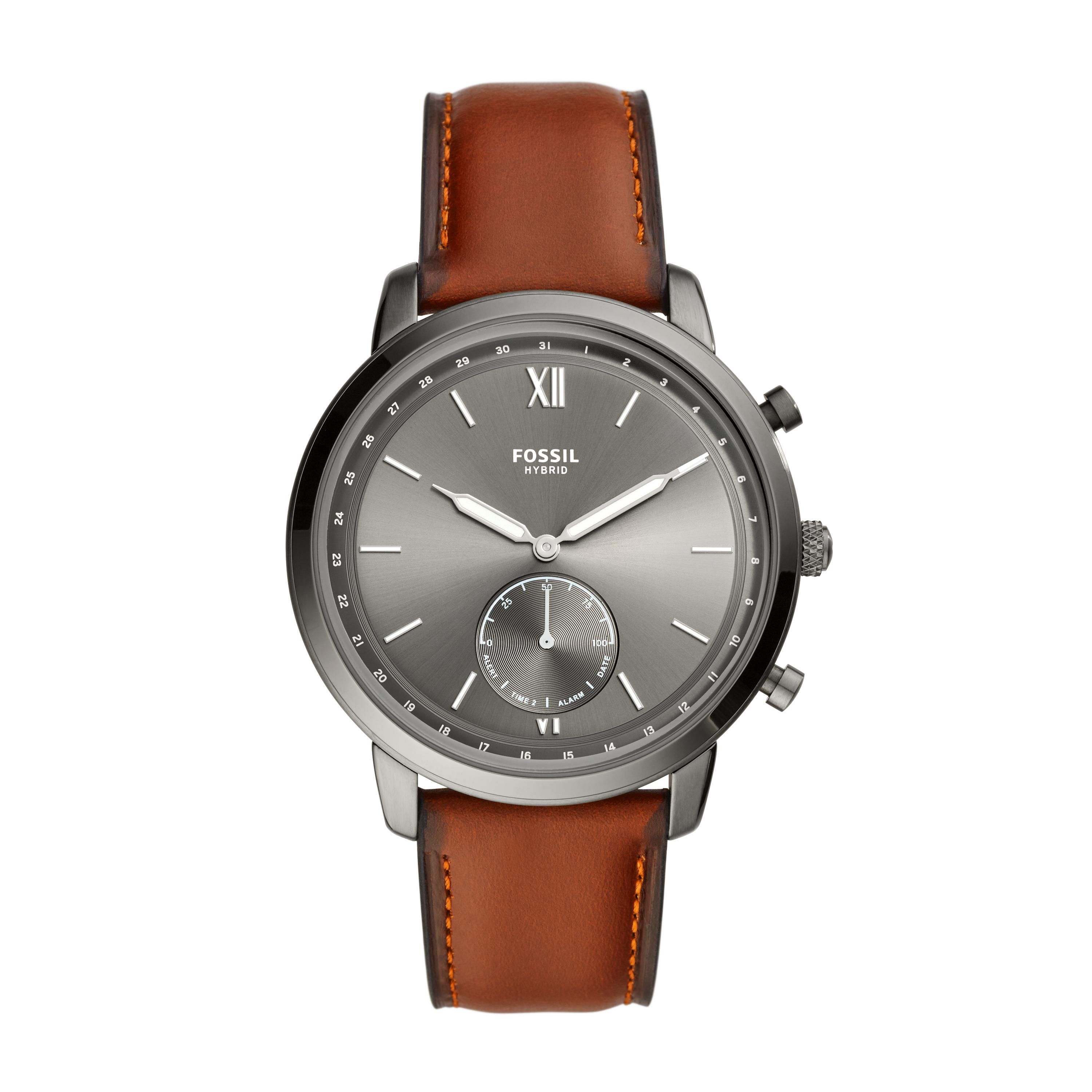 Fingerhut - Men's Q Neutra Hybrid Smartwatch Leather Strap Watch