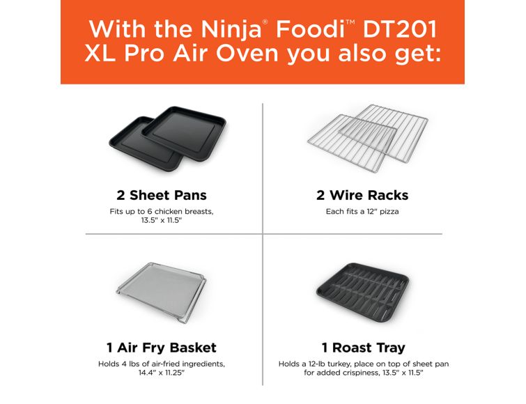 Air Fryer Basket Replacement Parts for Ninja Foodi DT-200, DT201