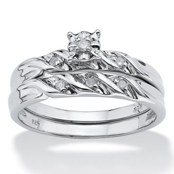 Fingerhut Palmbeach Jewelry Platinum Over Sterling Silver Diamond Accent Bridal Set