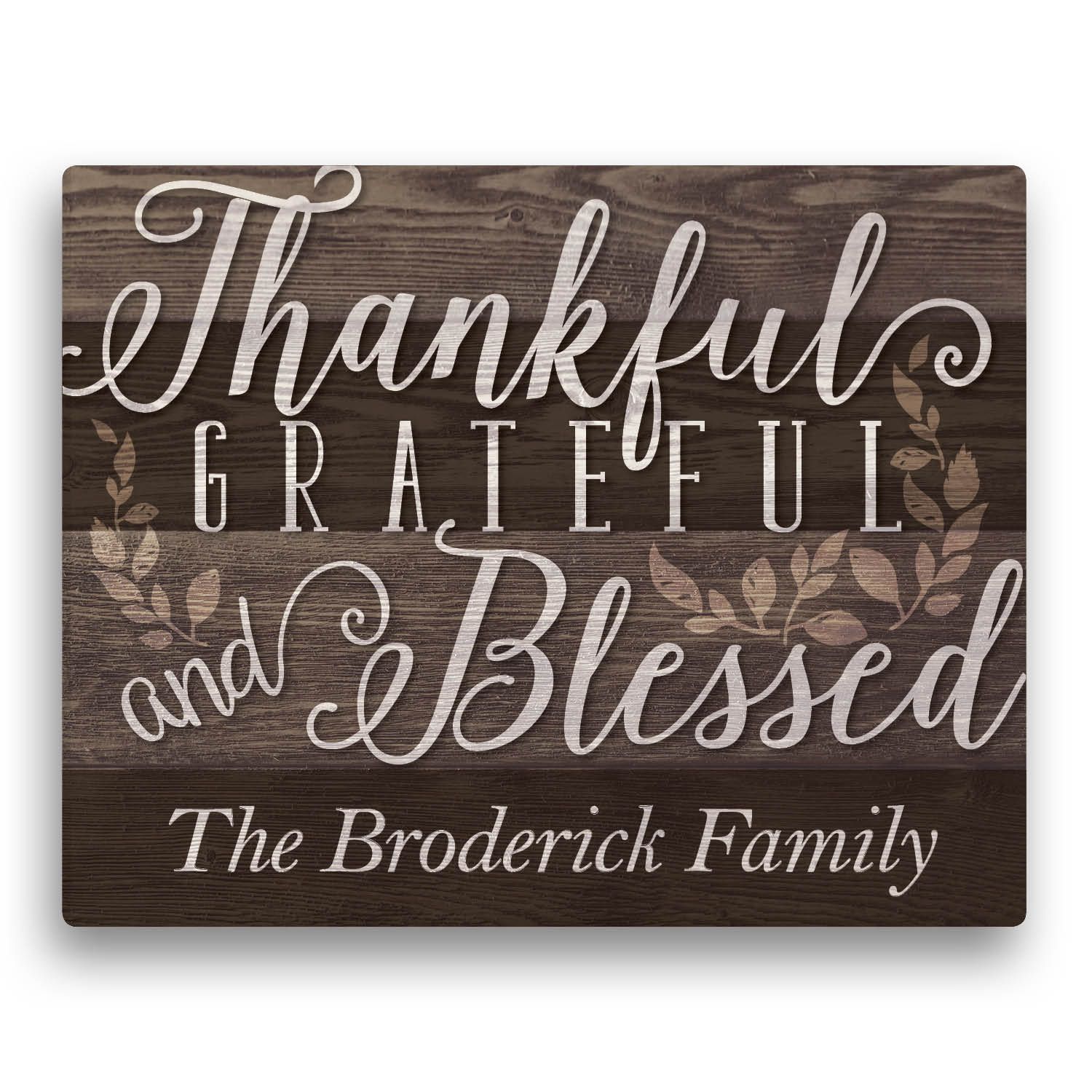 Thankful, Grateful and Blessed Personalized Canvas Wall Art - 11 x 14