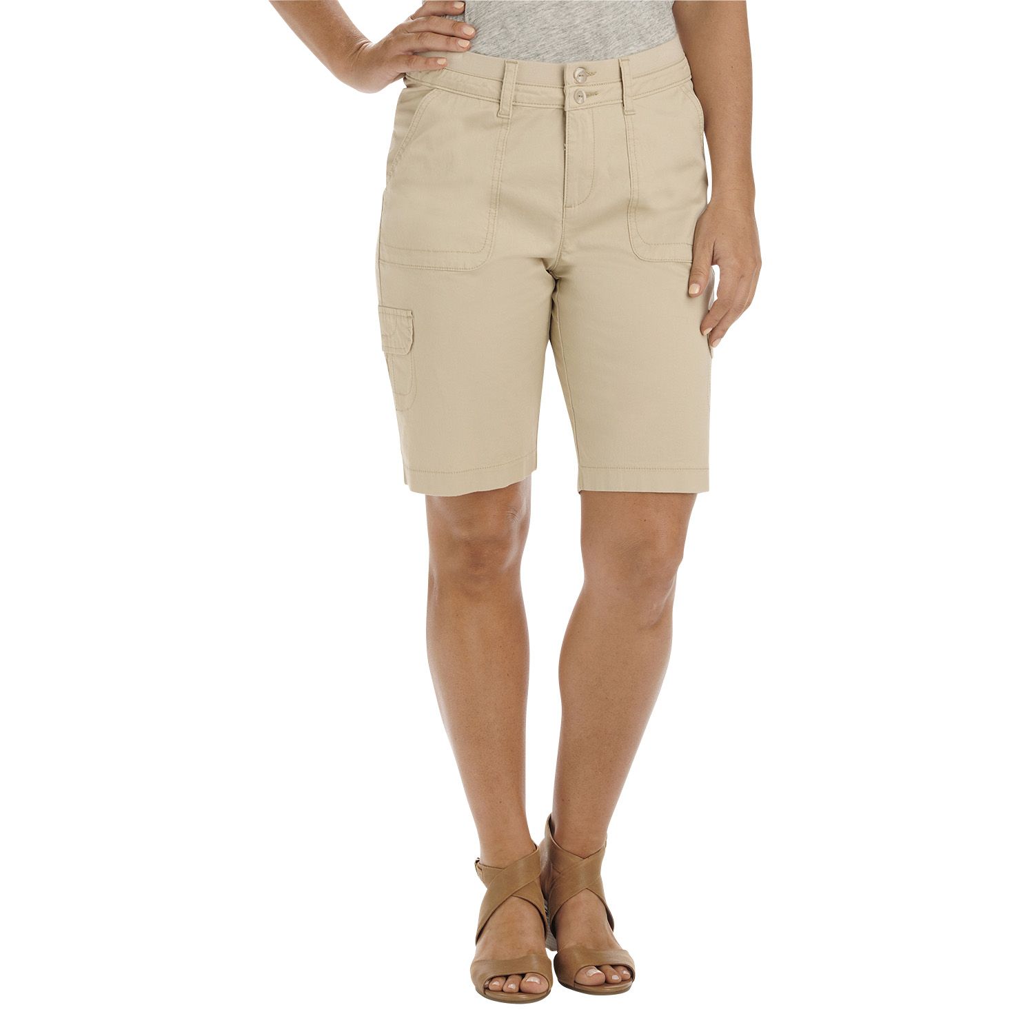 Fingerhut - Lee Women's Avey Relaxed-Fit Knit-Waist Cargo Bermuda Short