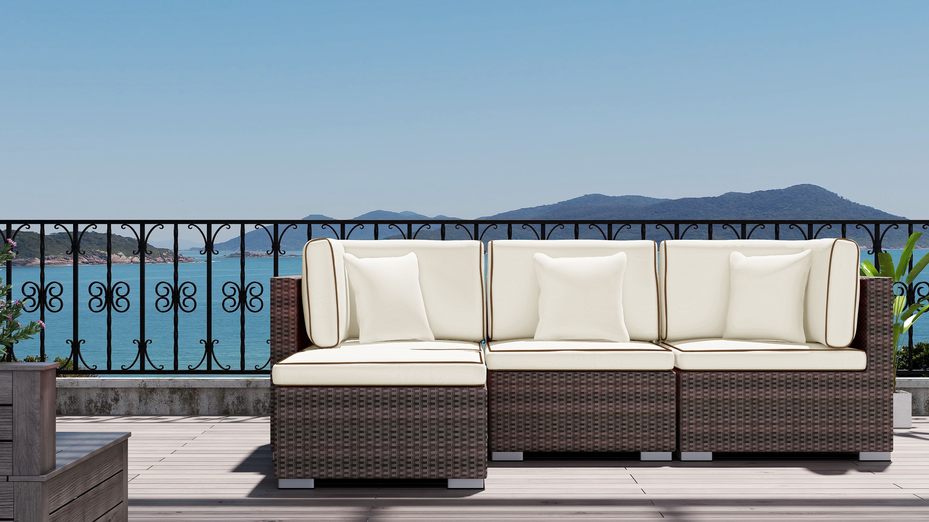 burruss 4 piece patio sectional with cushions