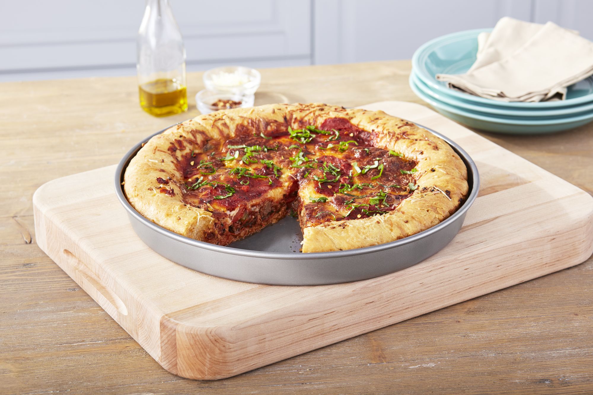 Fingerhut - Chicago Metallic 4-Pc. Nonstick Steel Deep Dish Pizza Pan Set