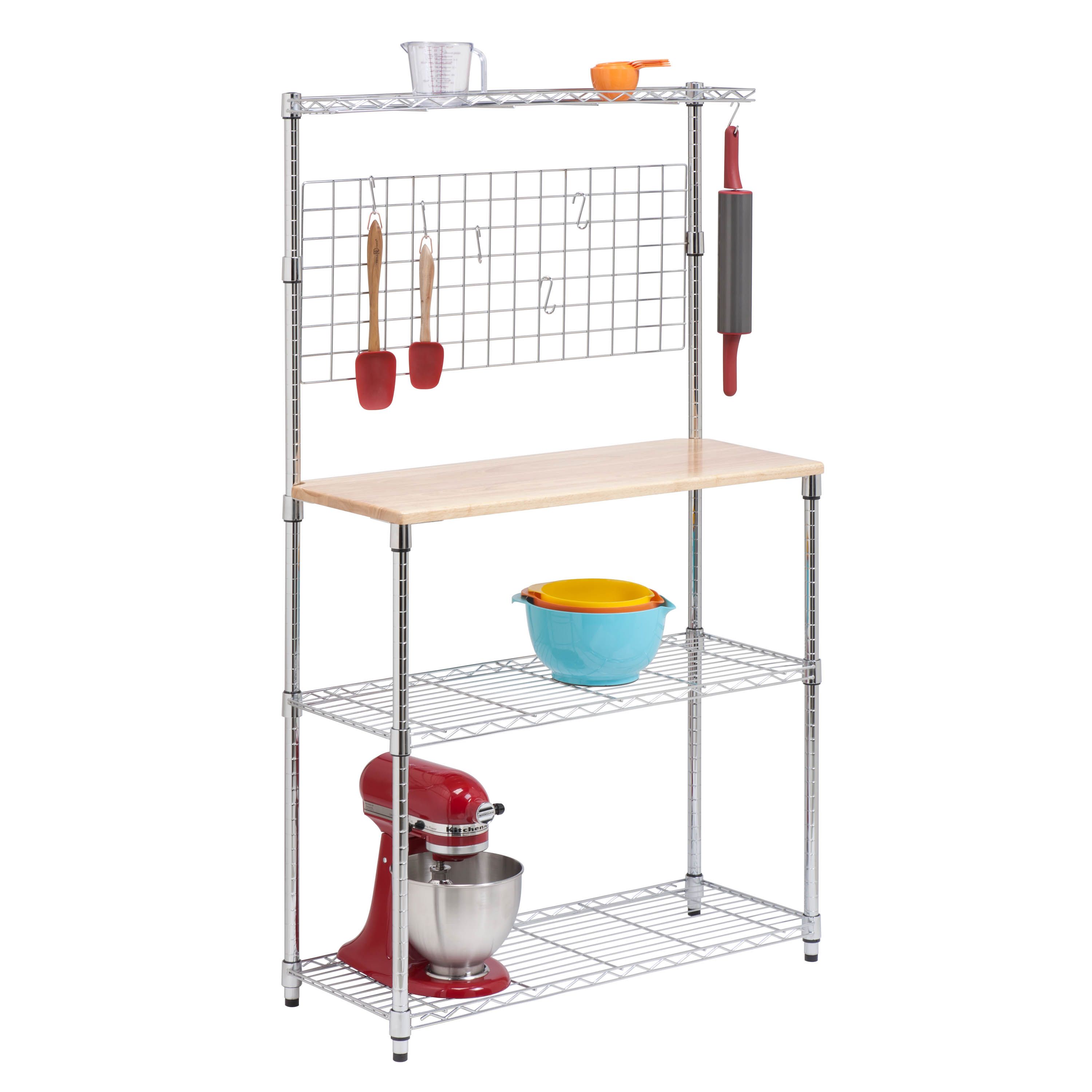 Bakers rack with cabinet on online bottom