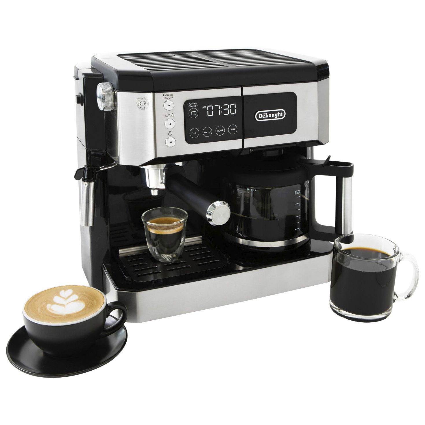 Fingerhut - De'Longhi All-In-One Programmable Coffee and Espresso Maker,  Cappuccino, Latte Machine with Advanced Milk Frother