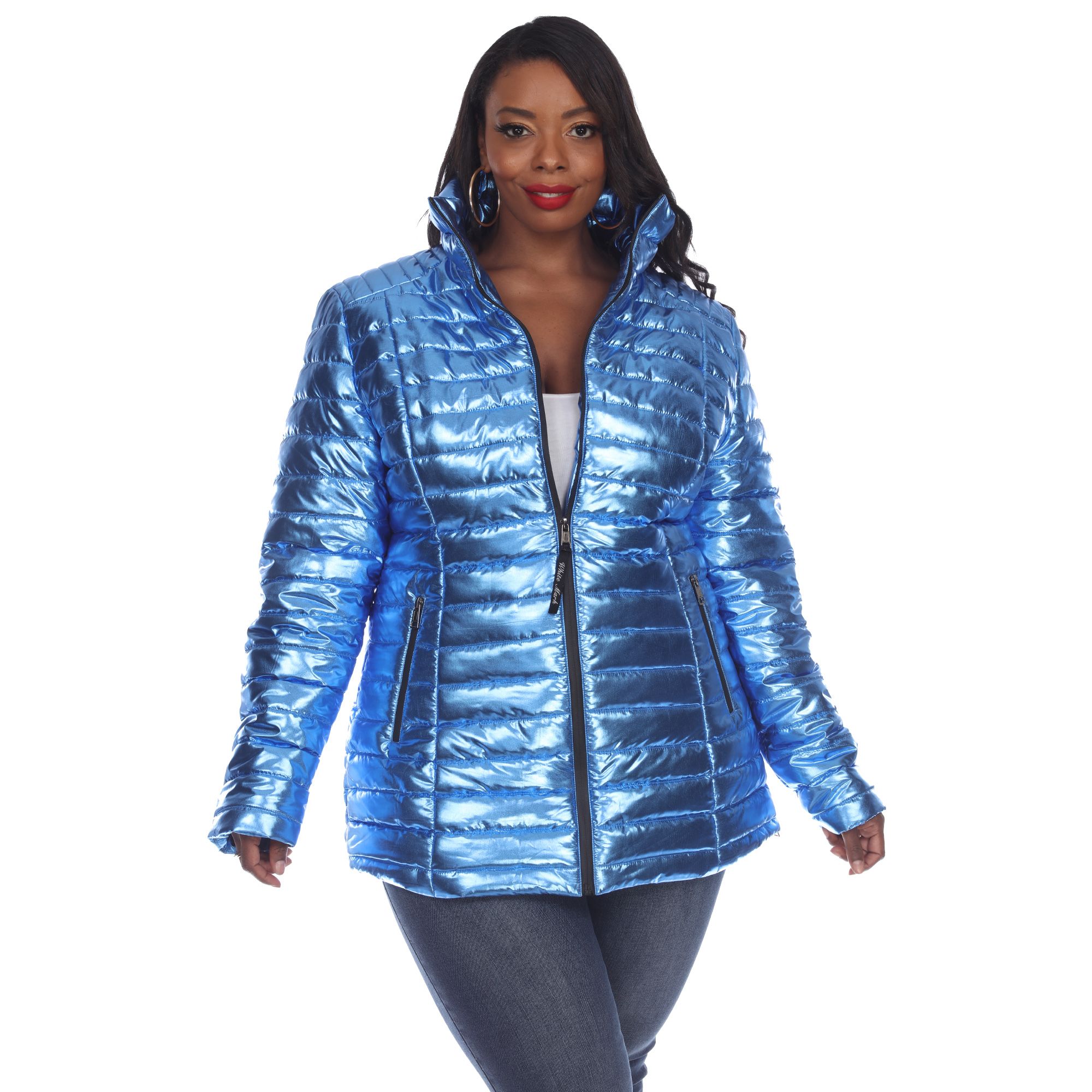 Metallic puffer jacket plus on sale size