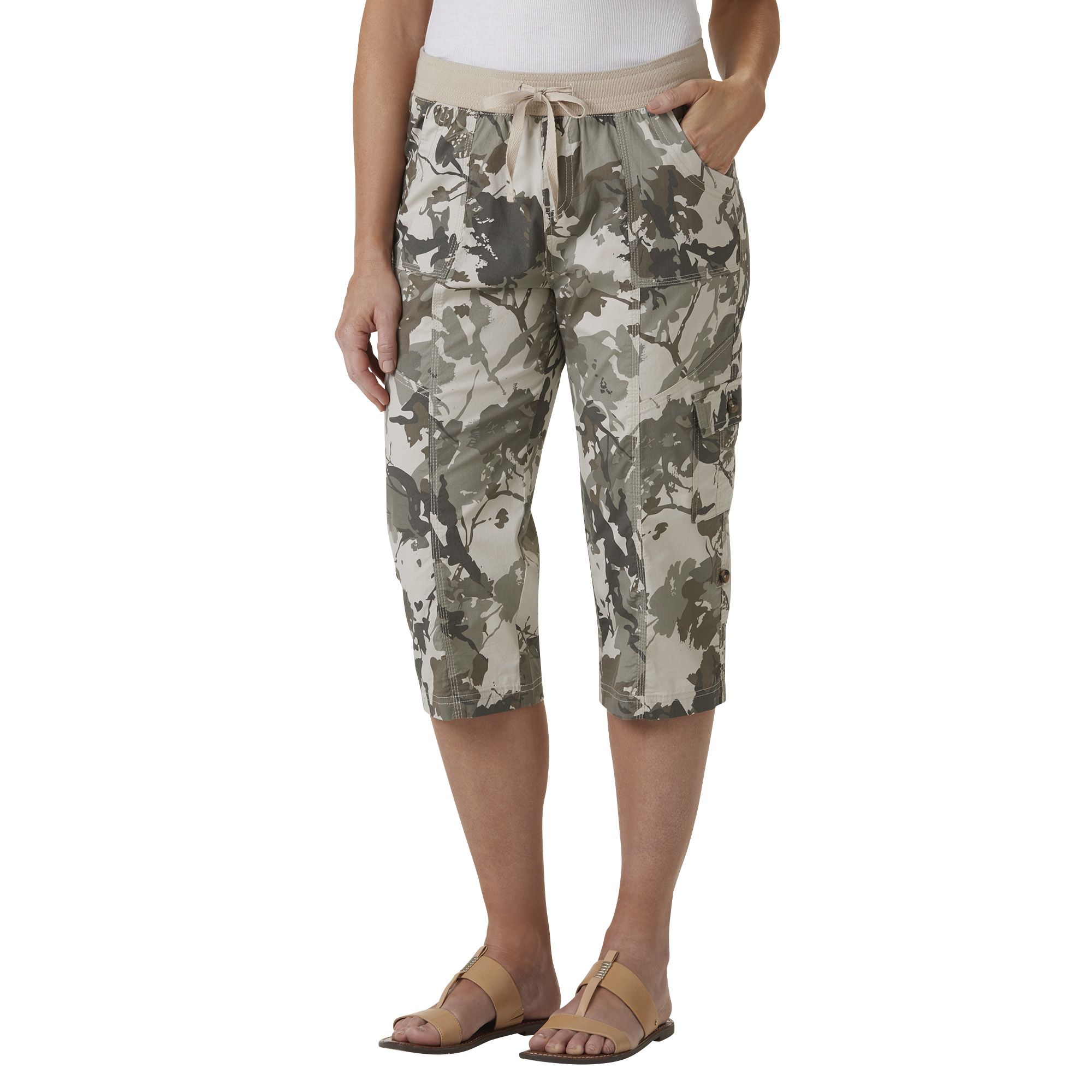 Fingerhut - Dash Women's Plus Cynthia Camo-Print Capri Pant