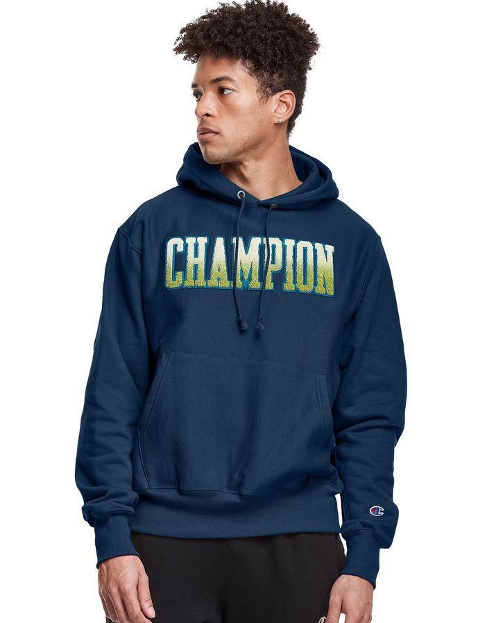 Men's champion reverse hotsell weave chenille logo hoodie