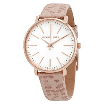 Fingerhut - Michael Kors Women's Pyper Rose Goldtone Pink Leather Strap  Watch