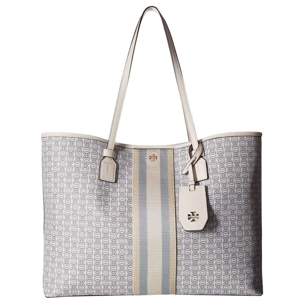 Tory Burch Gemini Link Coated Canvas Tote in White