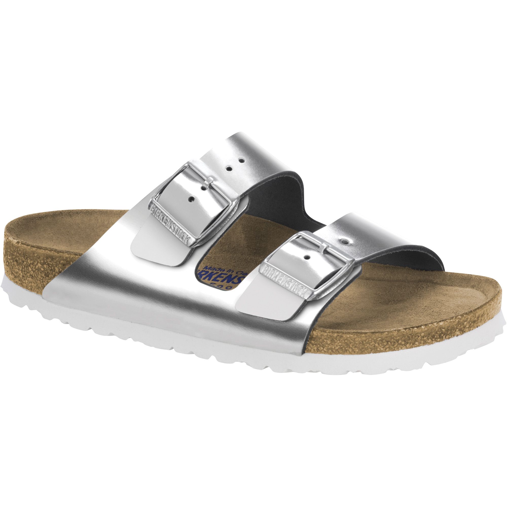 Birkenstock arizona soft footbed clearance silver metallic