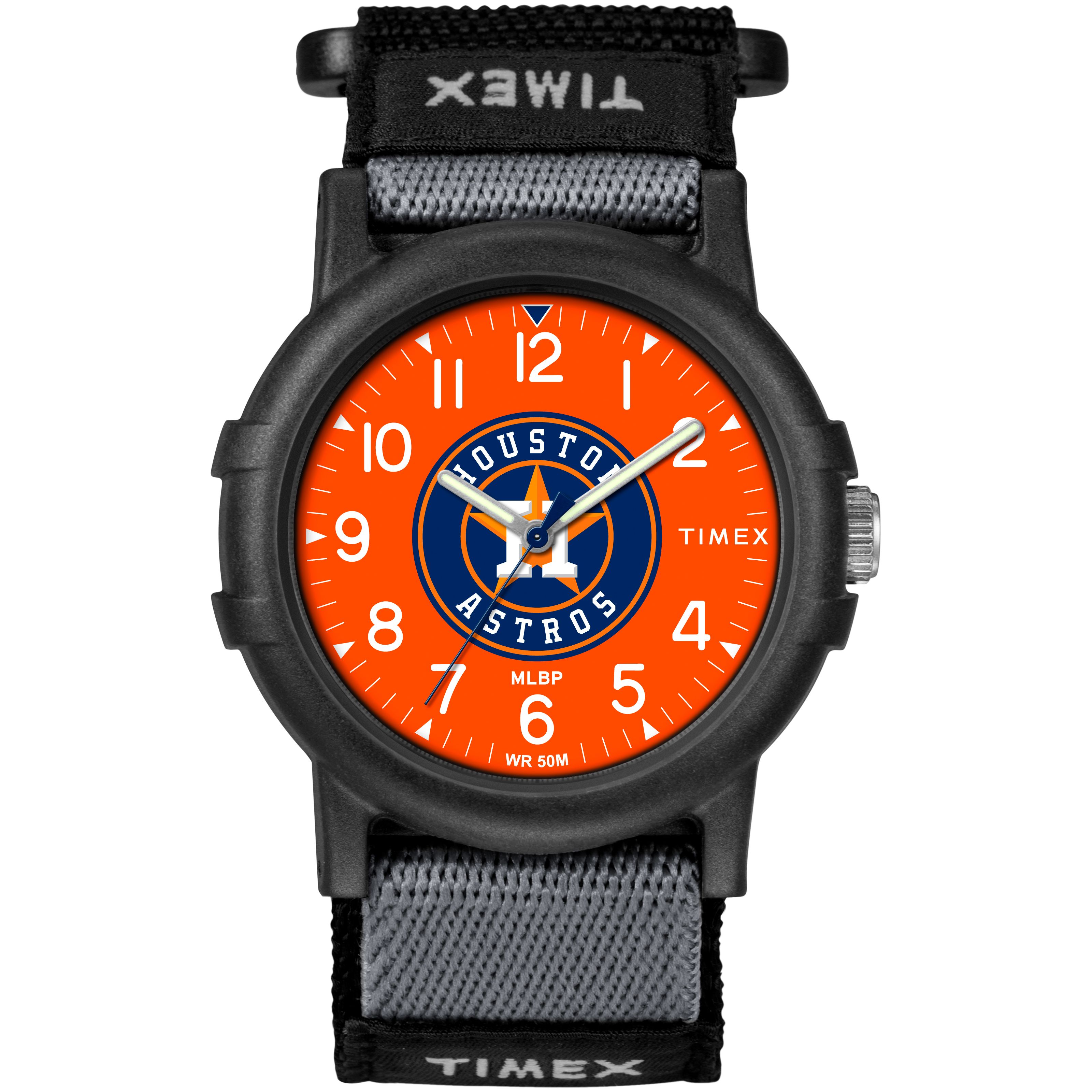 Fingerhut - Timex Kids' Recruit MLB Tribute Collection Resin Case Black  Fabric Strap Watch