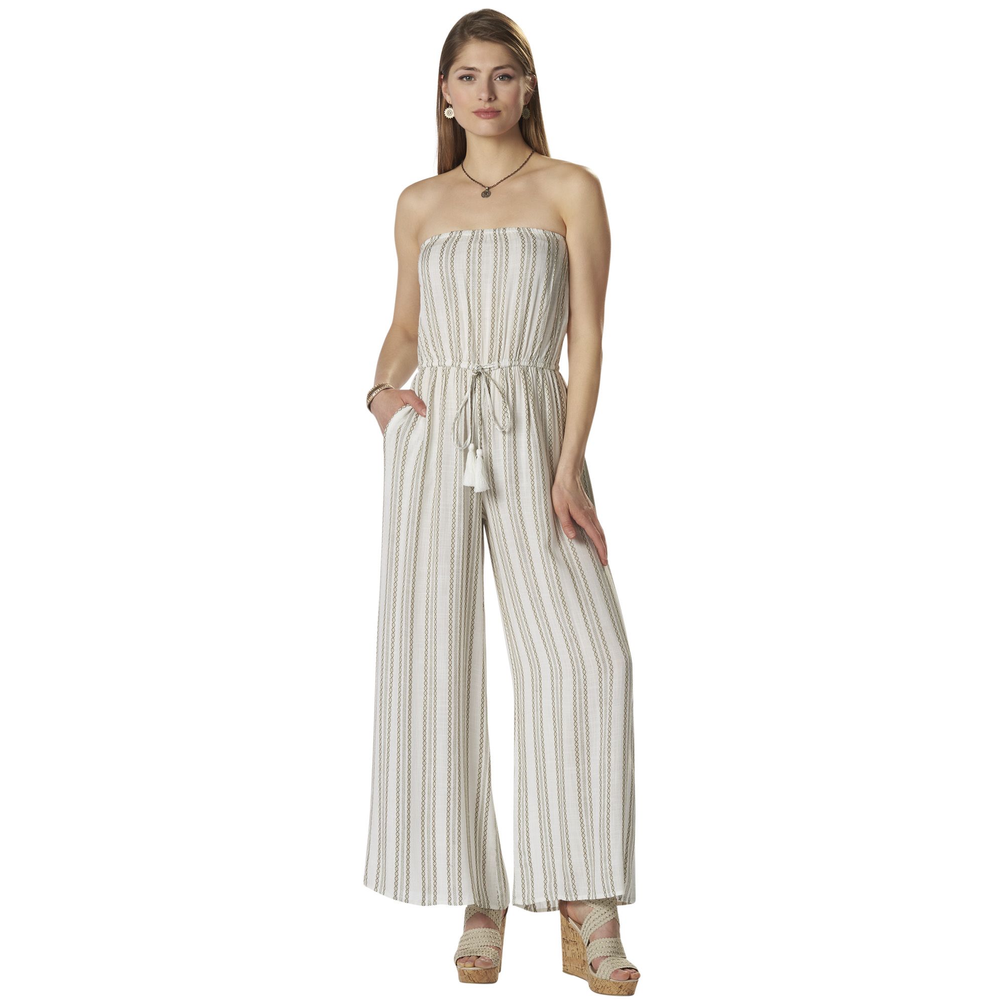 Elan Strapless Striped Jumpsuit