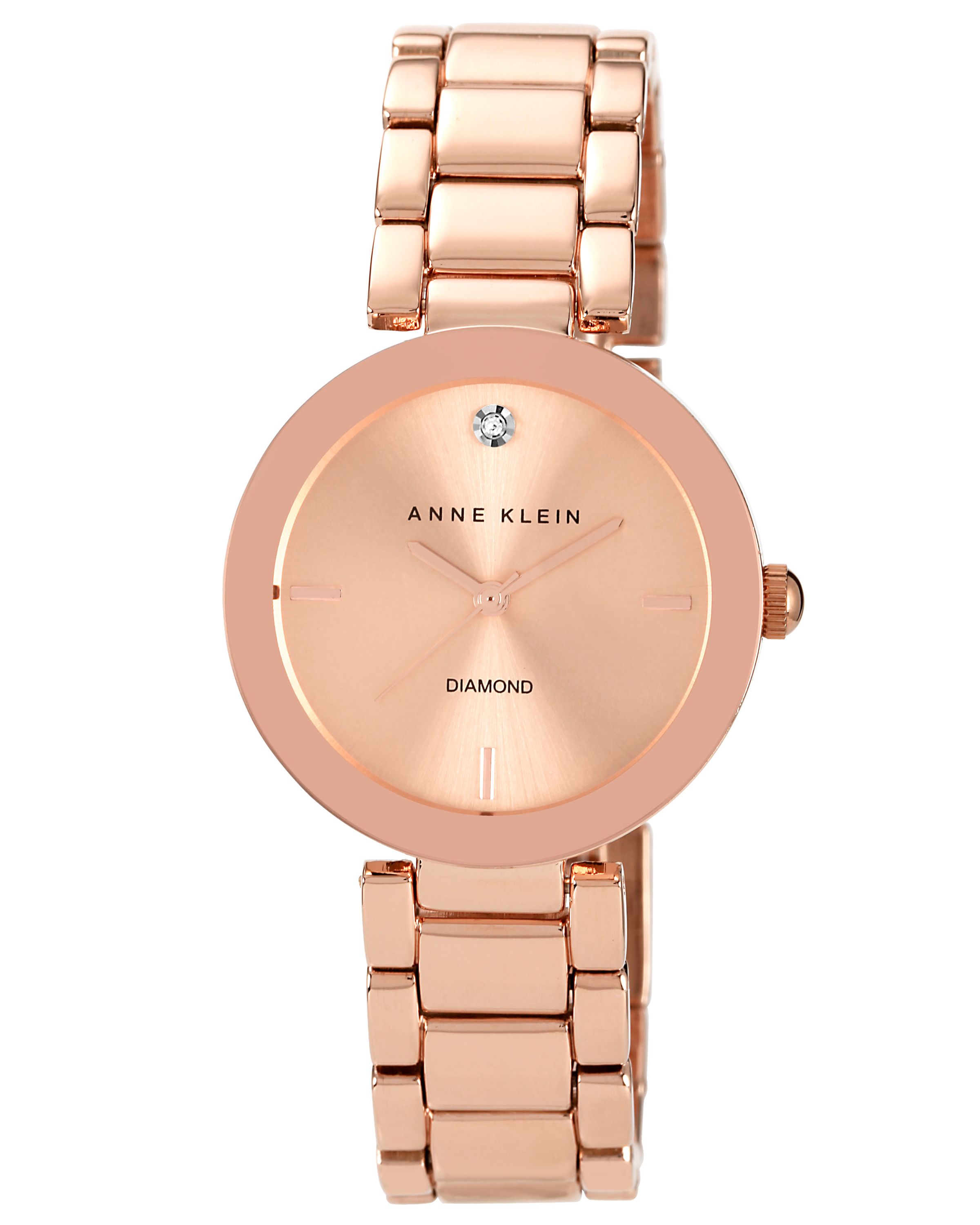 Fingerhut - Anne Klein Women's Rose Goldtone Dial Diamond-Accent