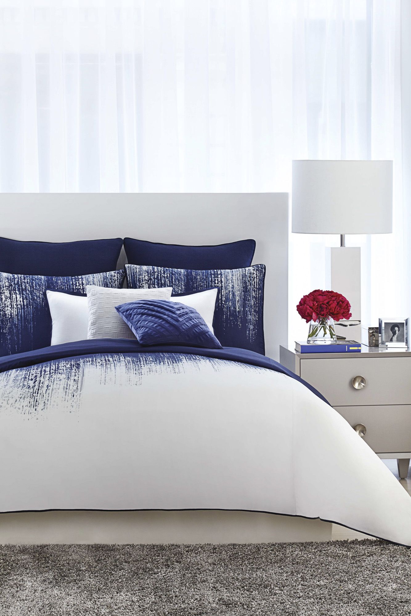 Vince Camuto Cotton 3-Pc. Comforter Set -Navy-Full/Queen