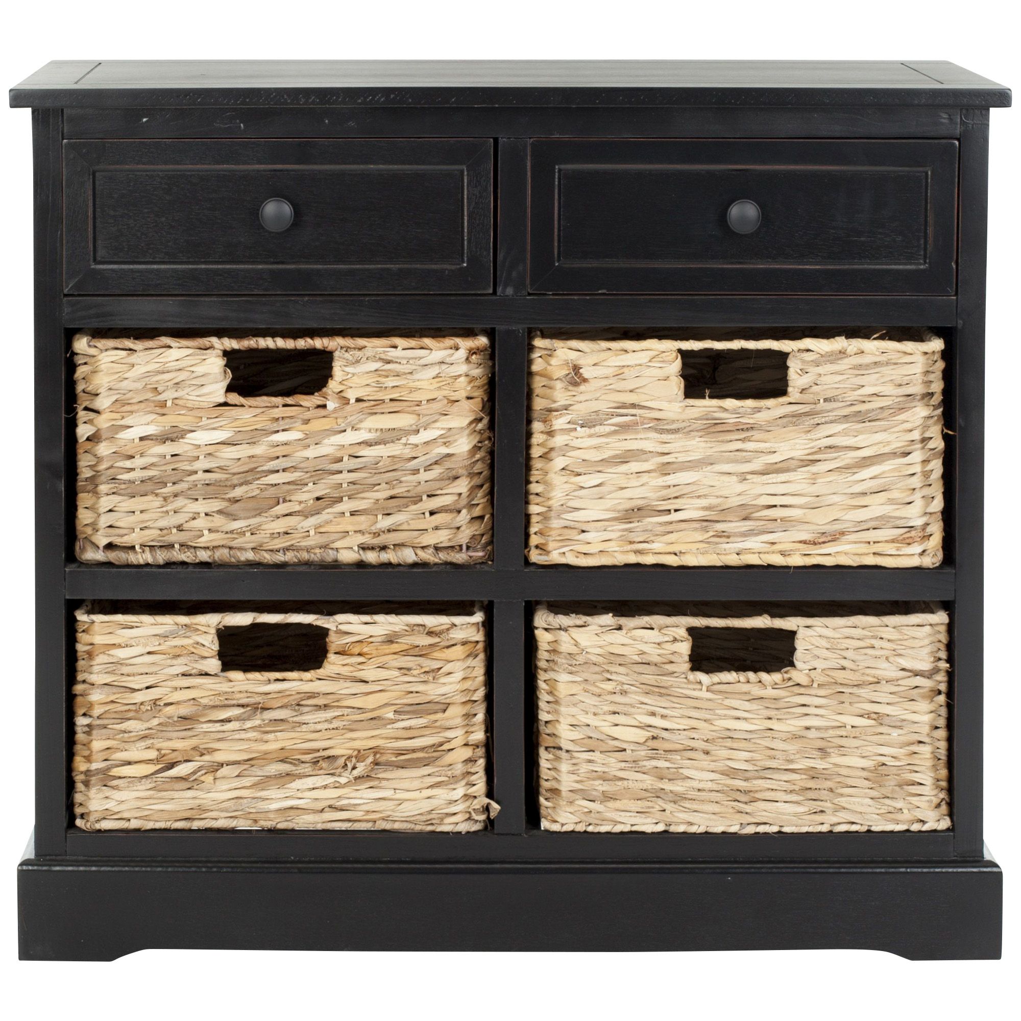 Safavieh Herman Storage Unit With Wicker Baskets Dark Cherry