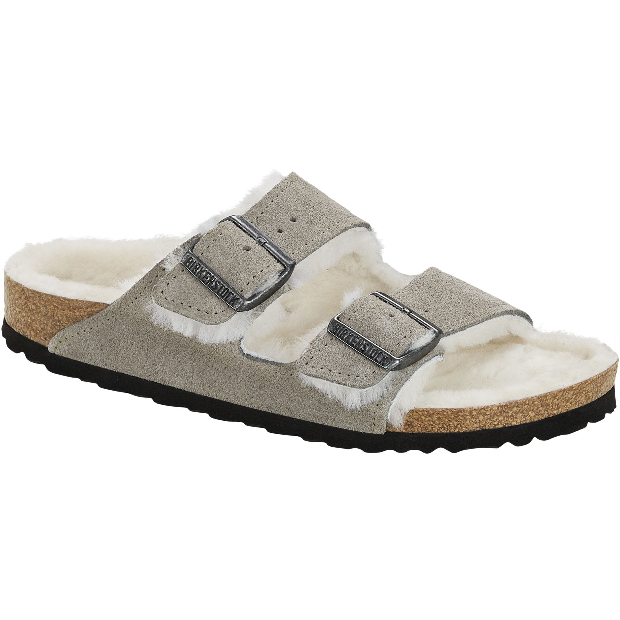 Ladies Birkenstock Arizona Fur Shearling Grey Winter Sandals