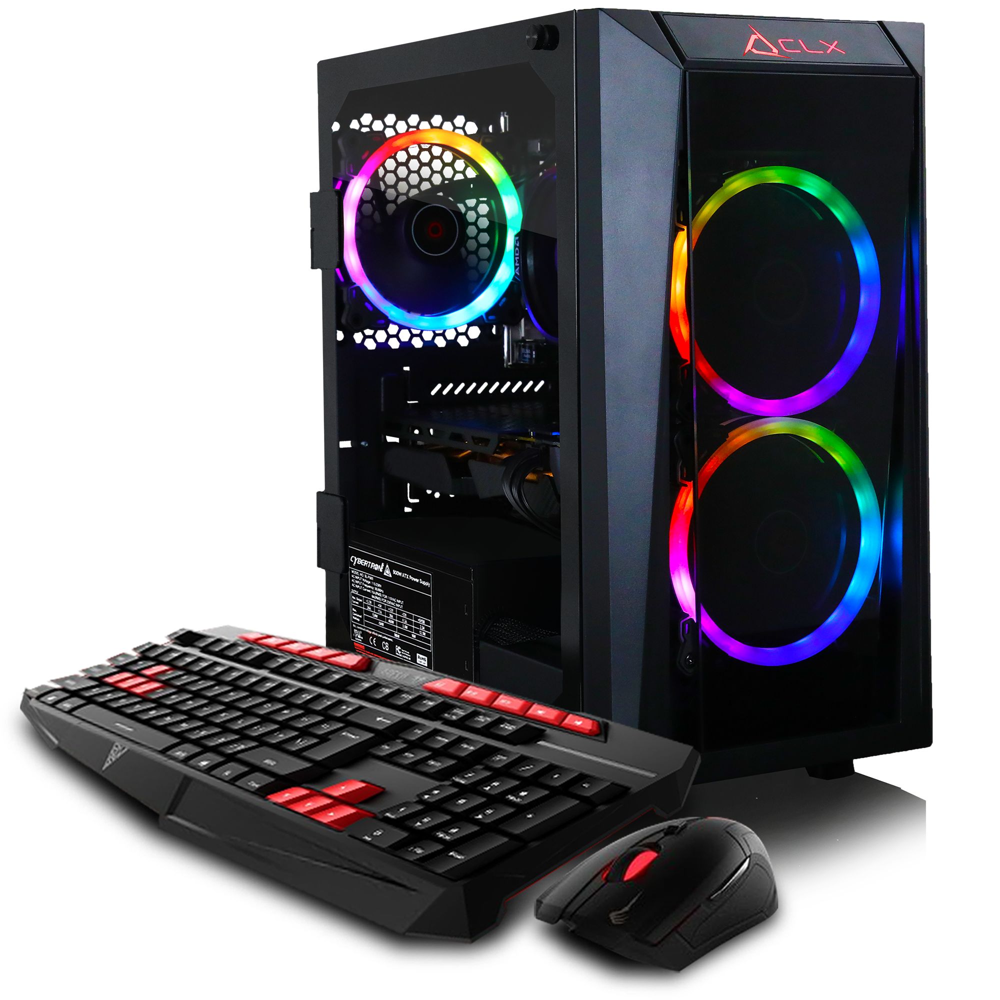 CLX SET AMD Ryzen 3 8GB Memory Radeon RX 570 4GB Graphics Card 480GB SSD Windows 10 Home Gaming Desktop Computer Black