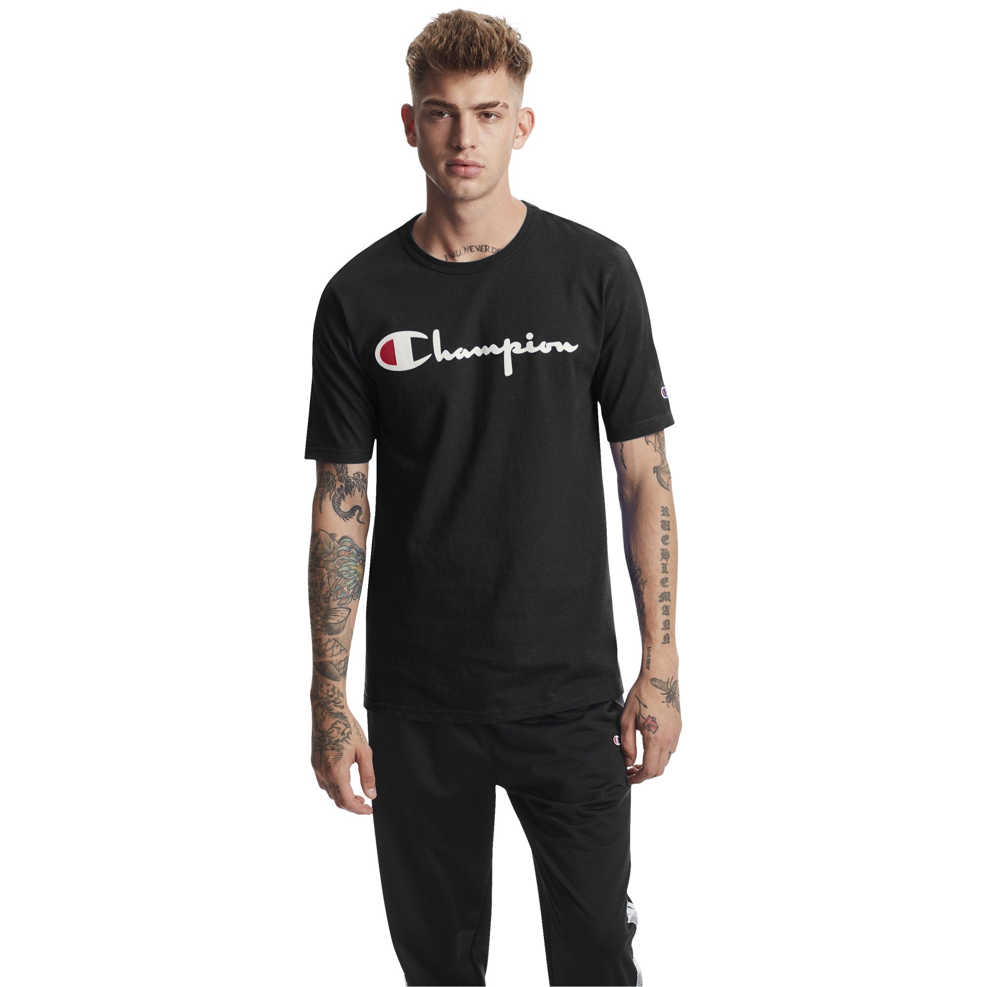 Champion Life Men's T-Shirt Embroidered Script Logo Short Sleeve Tee Authentic 