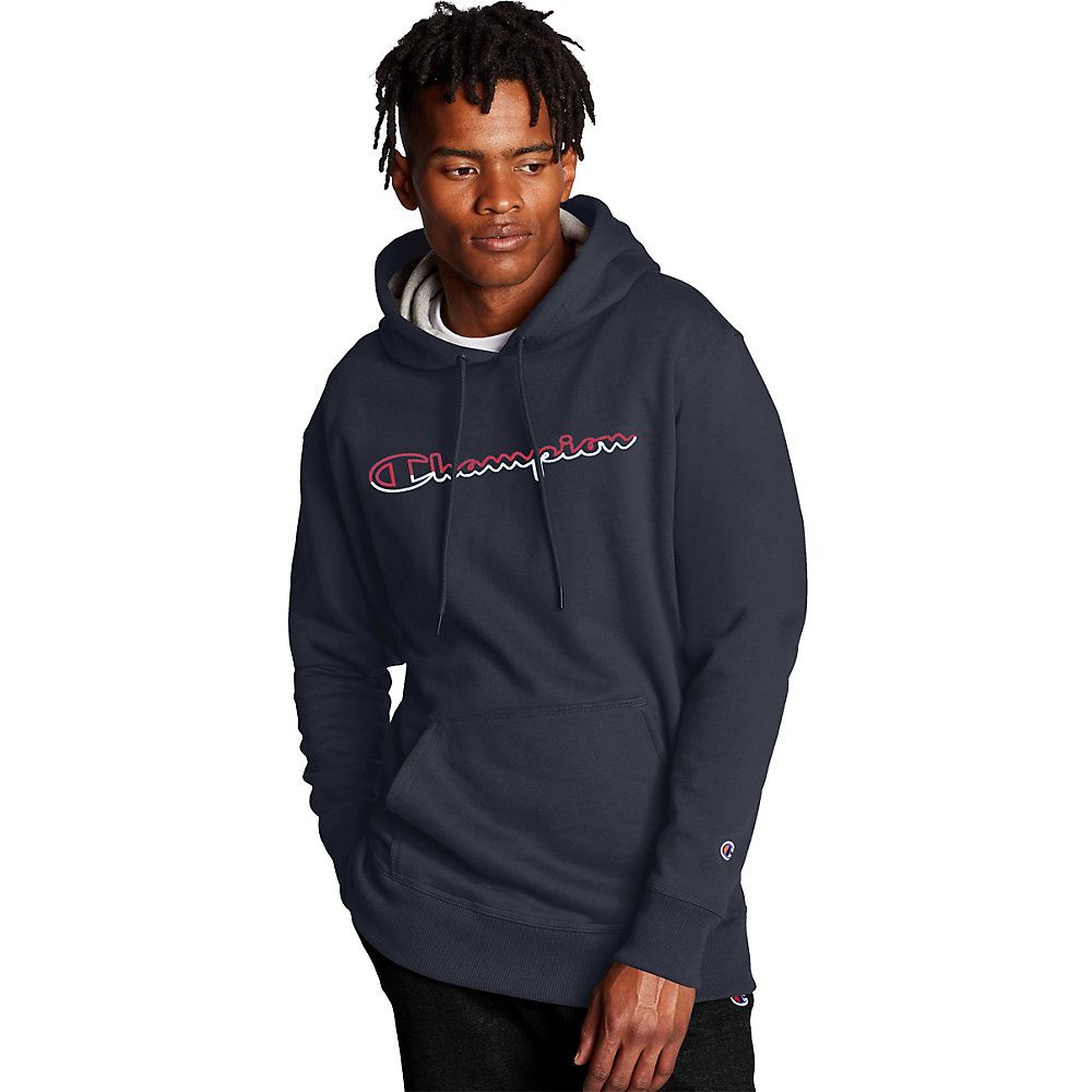 Men's champion script on sale logo pullover hoodie