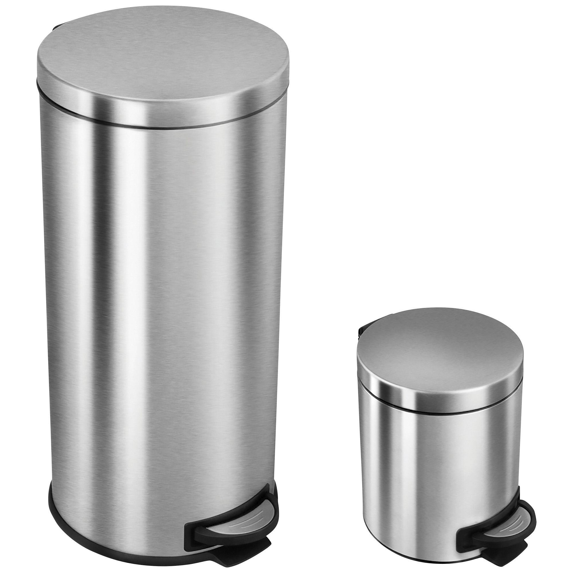Fingerhut - Nine Stars Stainless Steel 7.9-Gallon and 1.3-Gallon Pedal Trash  Can Combo