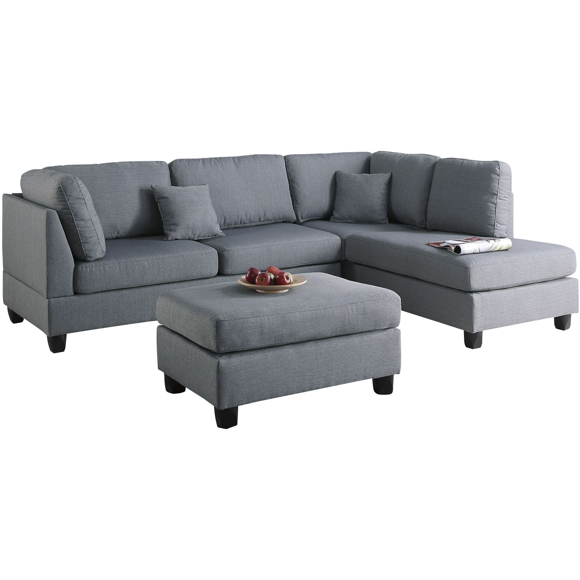 Venetian worldwide florence black deals sectional sofa with ottoman