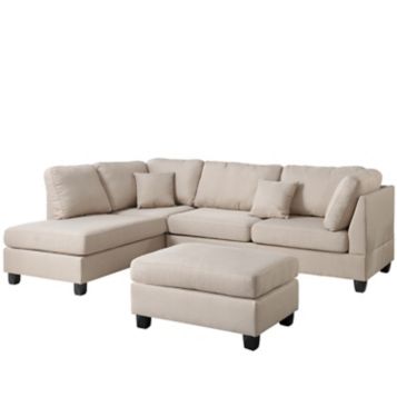 IBIZA GRAY LEATHER GEL SECTIONAL AND OTTOMAN SET (SALE