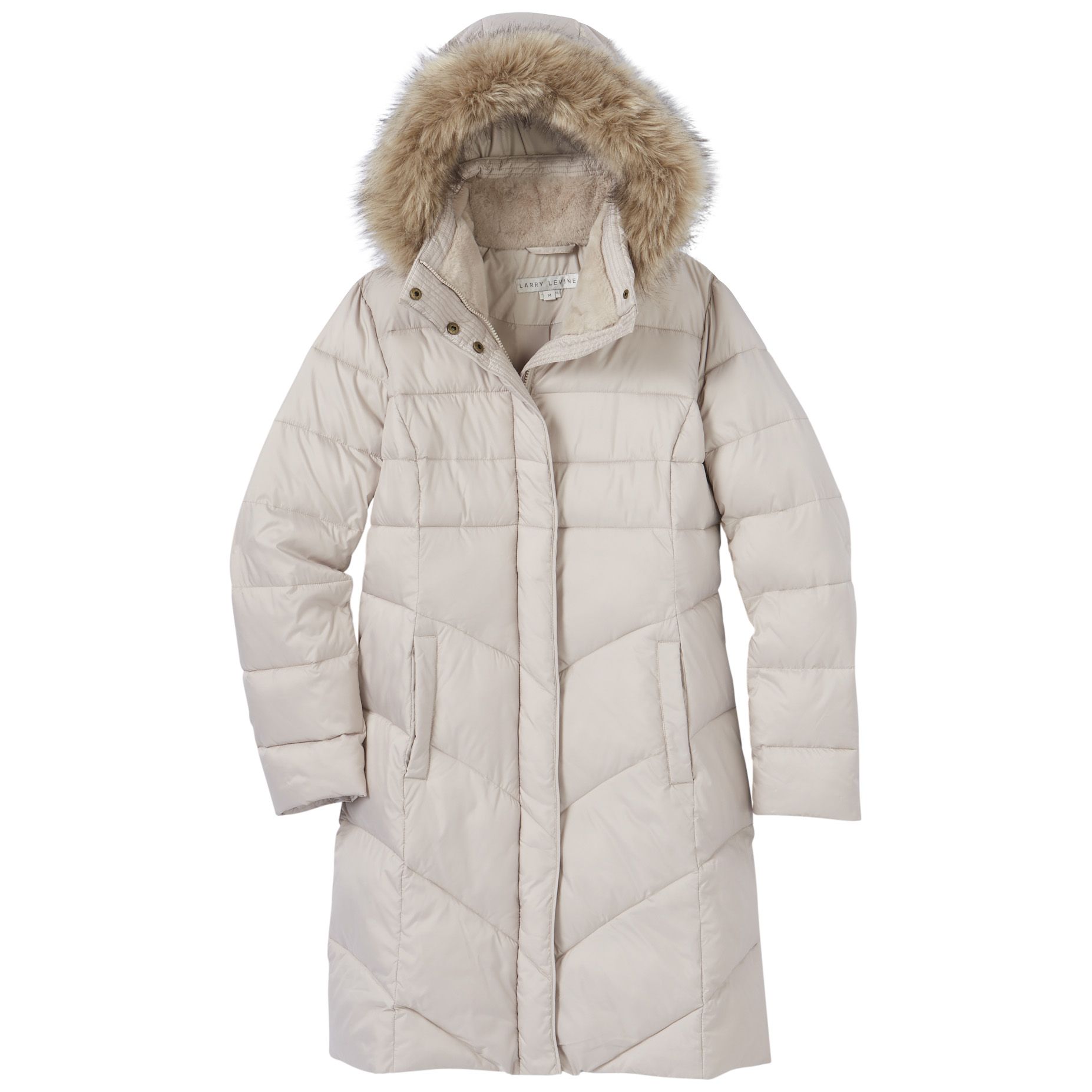 Fingerhut - Larry Levine Women's Hooded 3/4-Length Quilted Coat