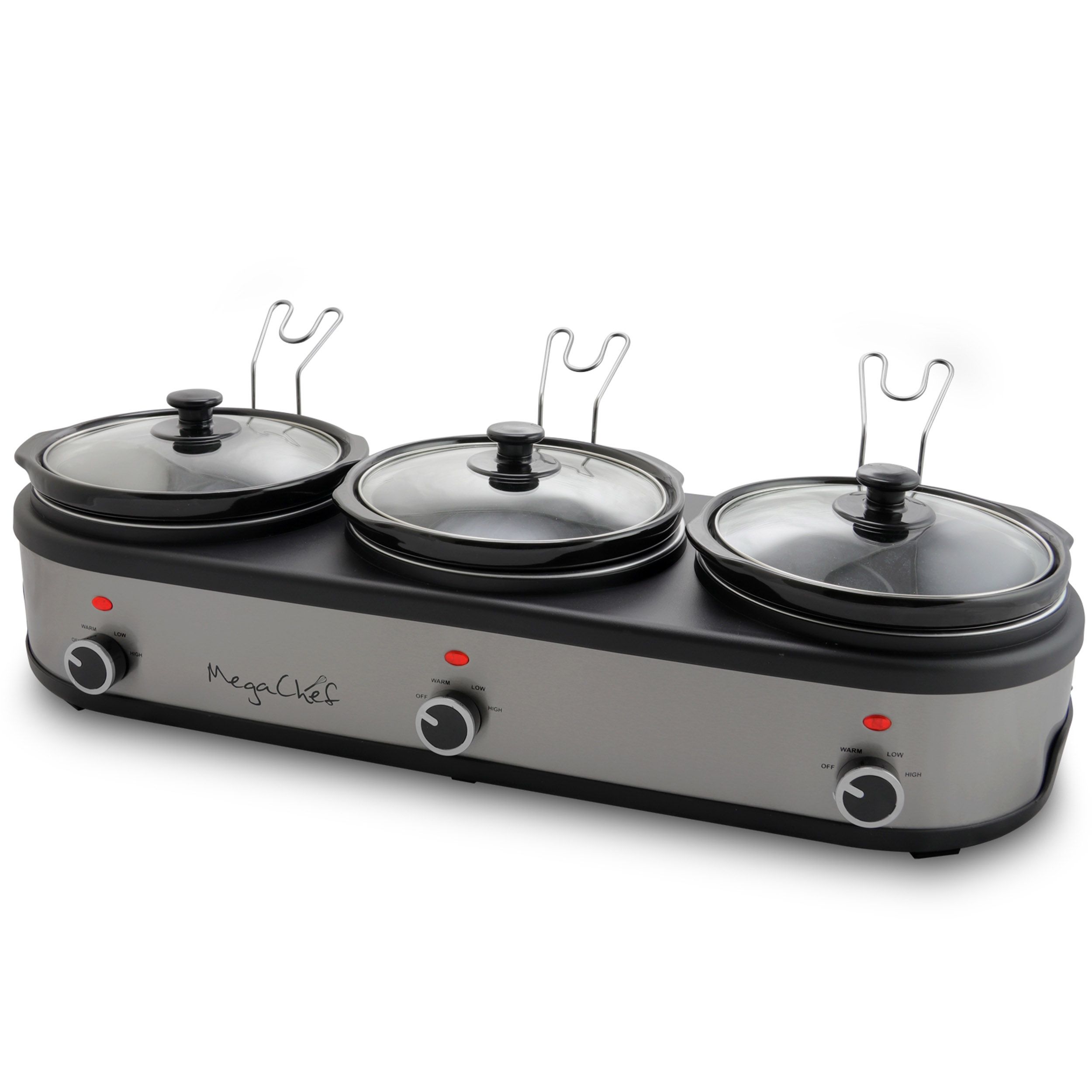 Fingerhut - Three 2.5qt Crock Slow Cooker / Buffet Server