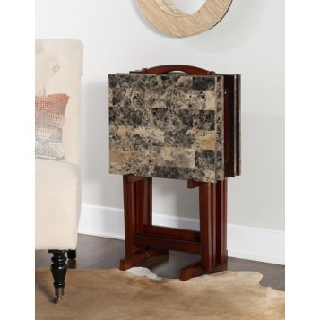 Fingerhut Linon Marble Look TV Tray Set