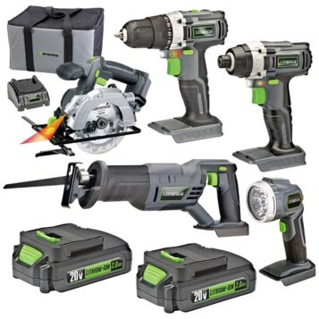 Fingerhut - Genesis 20V Cordless 5-Pc. Tool Combo Kit