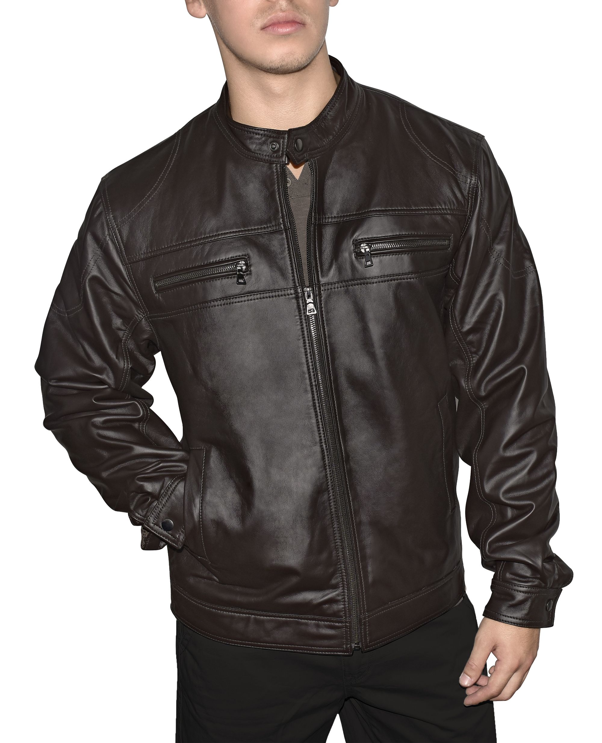 Mens large tall leather cheap jacket