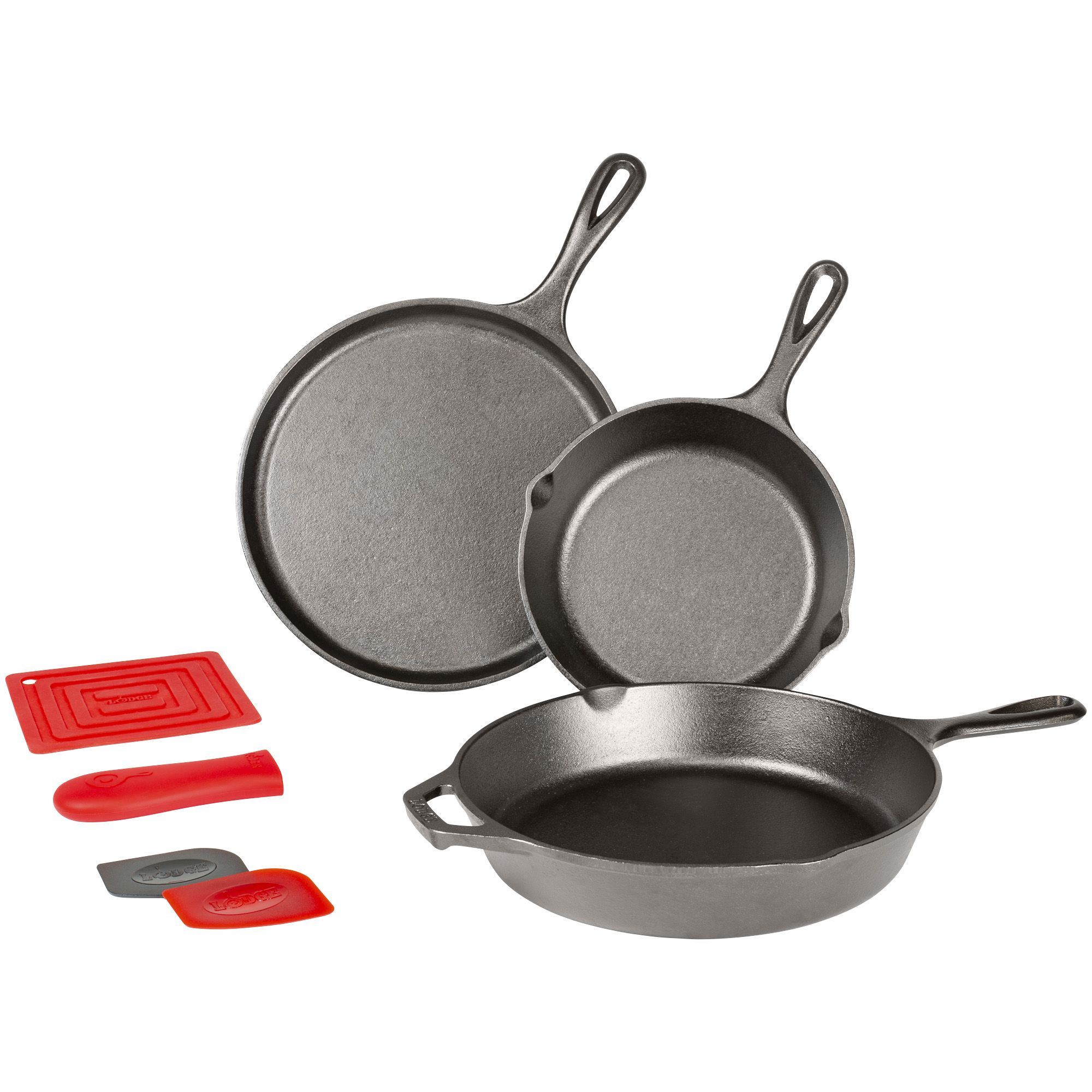 MegaChef Pre-Seasoned Cast Iron 5-Piece Kitchen Pots & Pans Cookware Set
