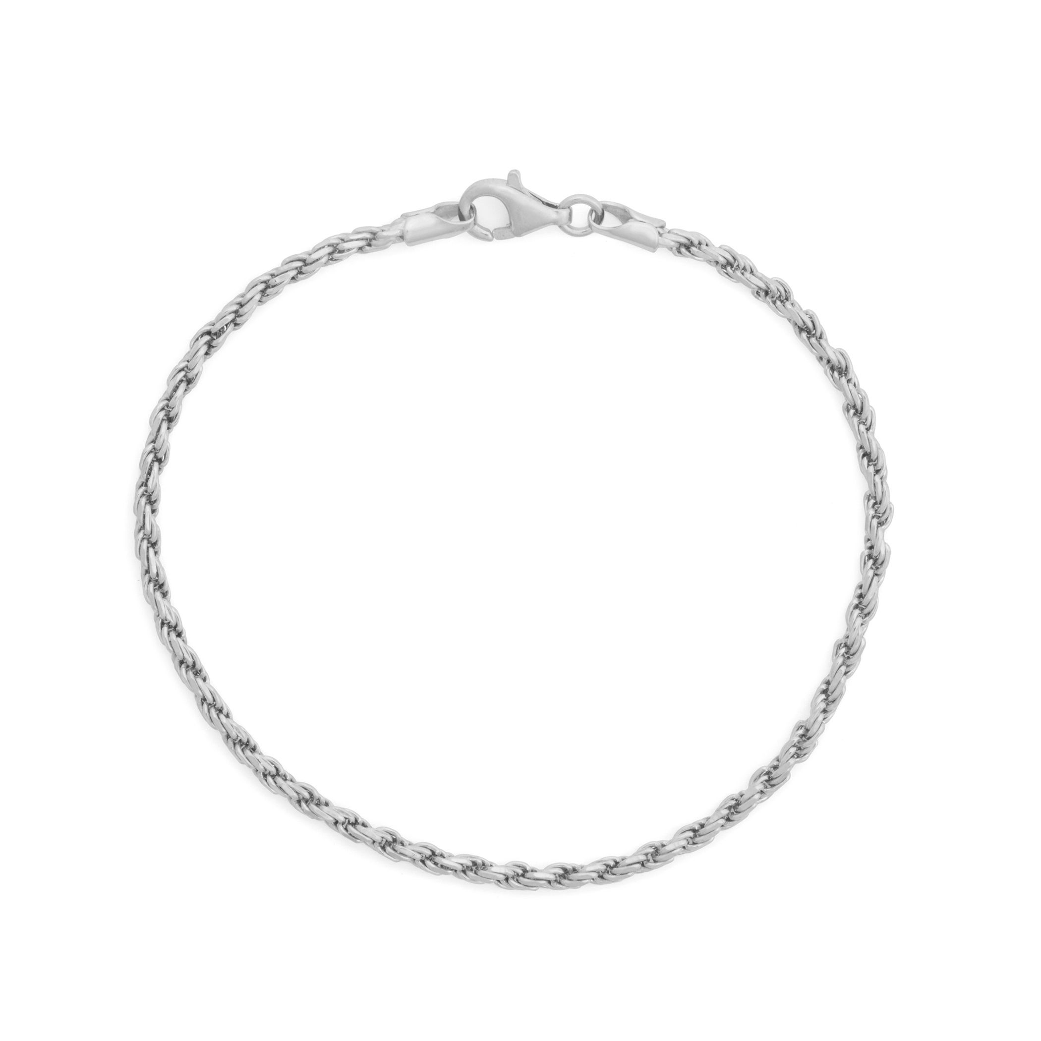 14K Gold Rope Chain Bracelet White Gold