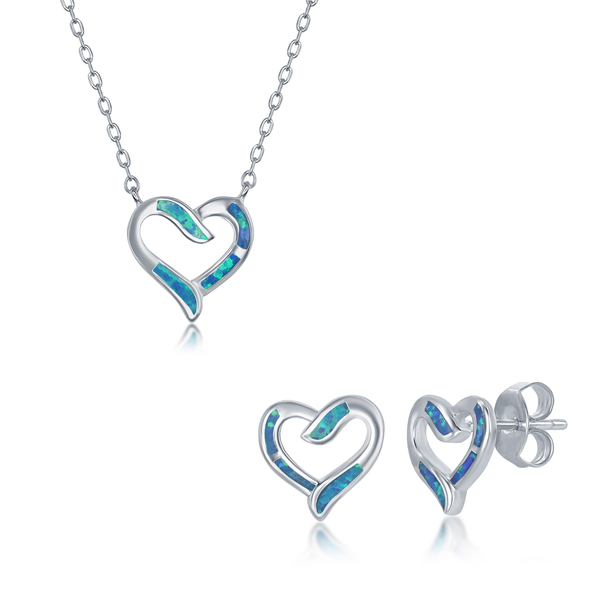 Fingerhut - Rhodium Over Sterling Silver Blue or White Inlay Lab