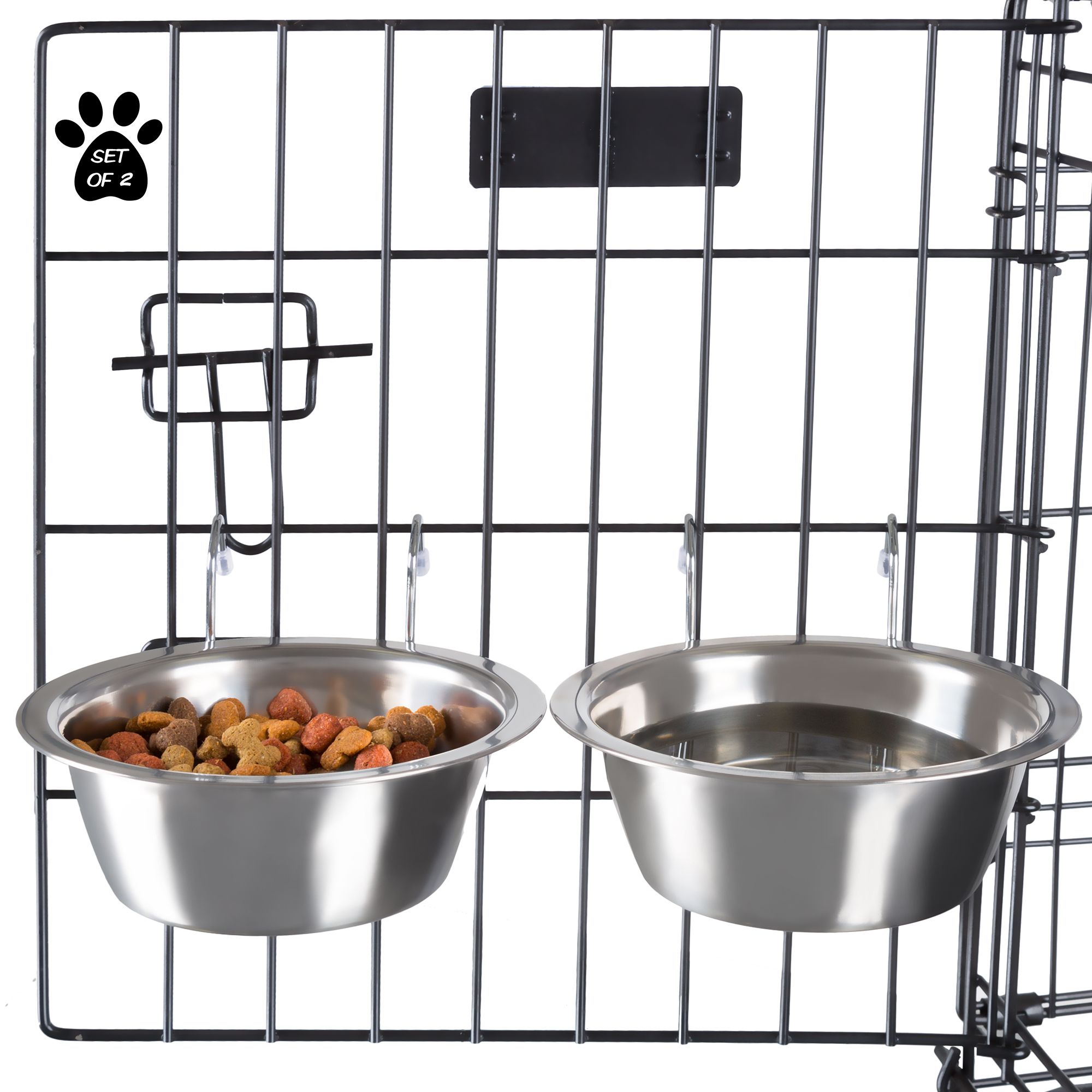 40 oz. Stainless Steel Elevated Pet Bowls with 6.5 in. Tall Stand (Set of 2)