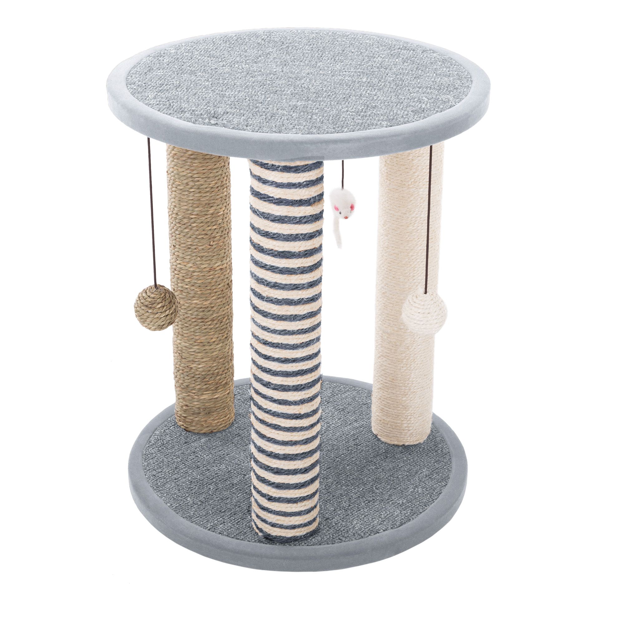 Cat Tree, Small Cat Condo with Sisal Scratching Post and Massage Post Light  Gray