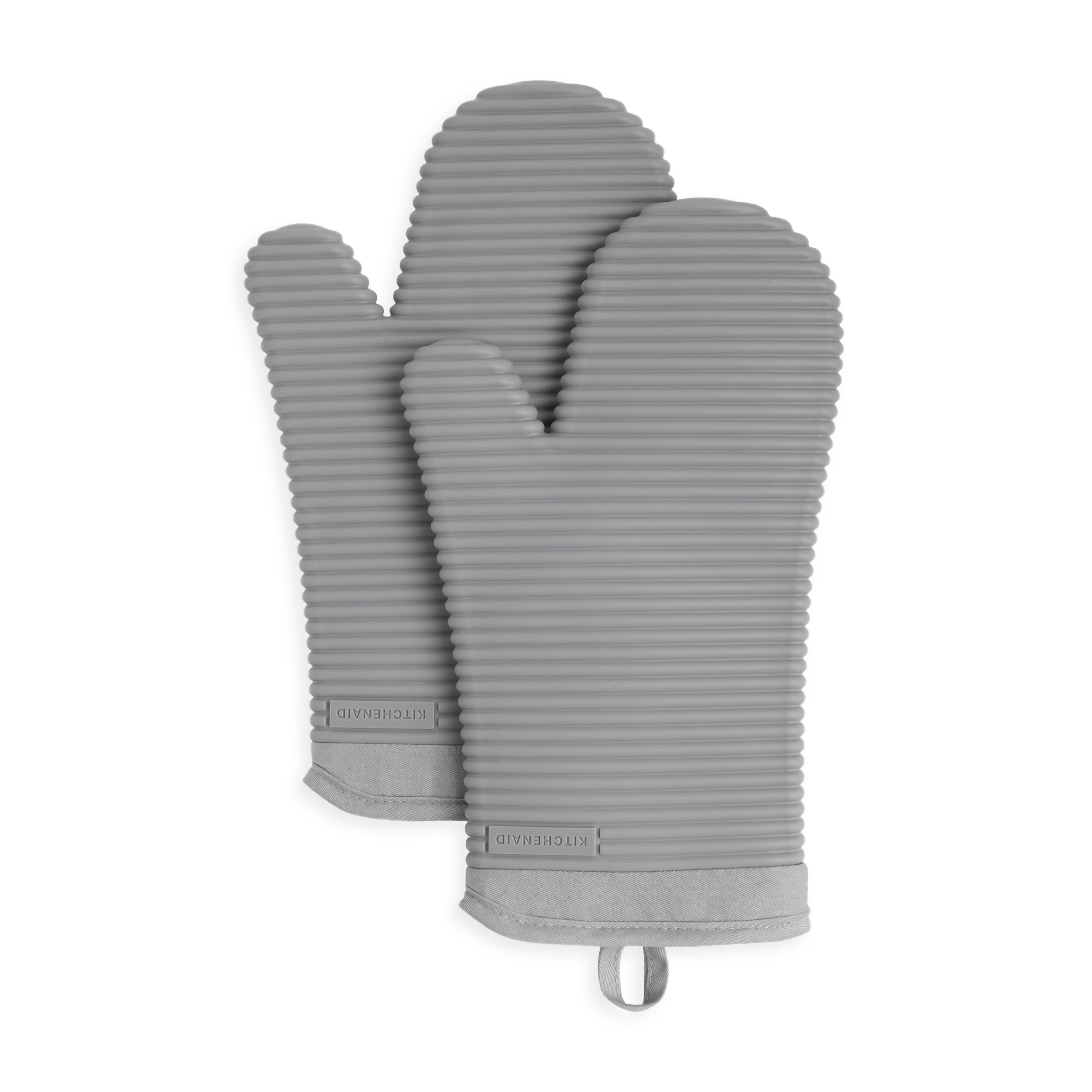 Fingerhut - KitchenAid Ribbed Soft Silicone 2-Pack Oven Mitt Set