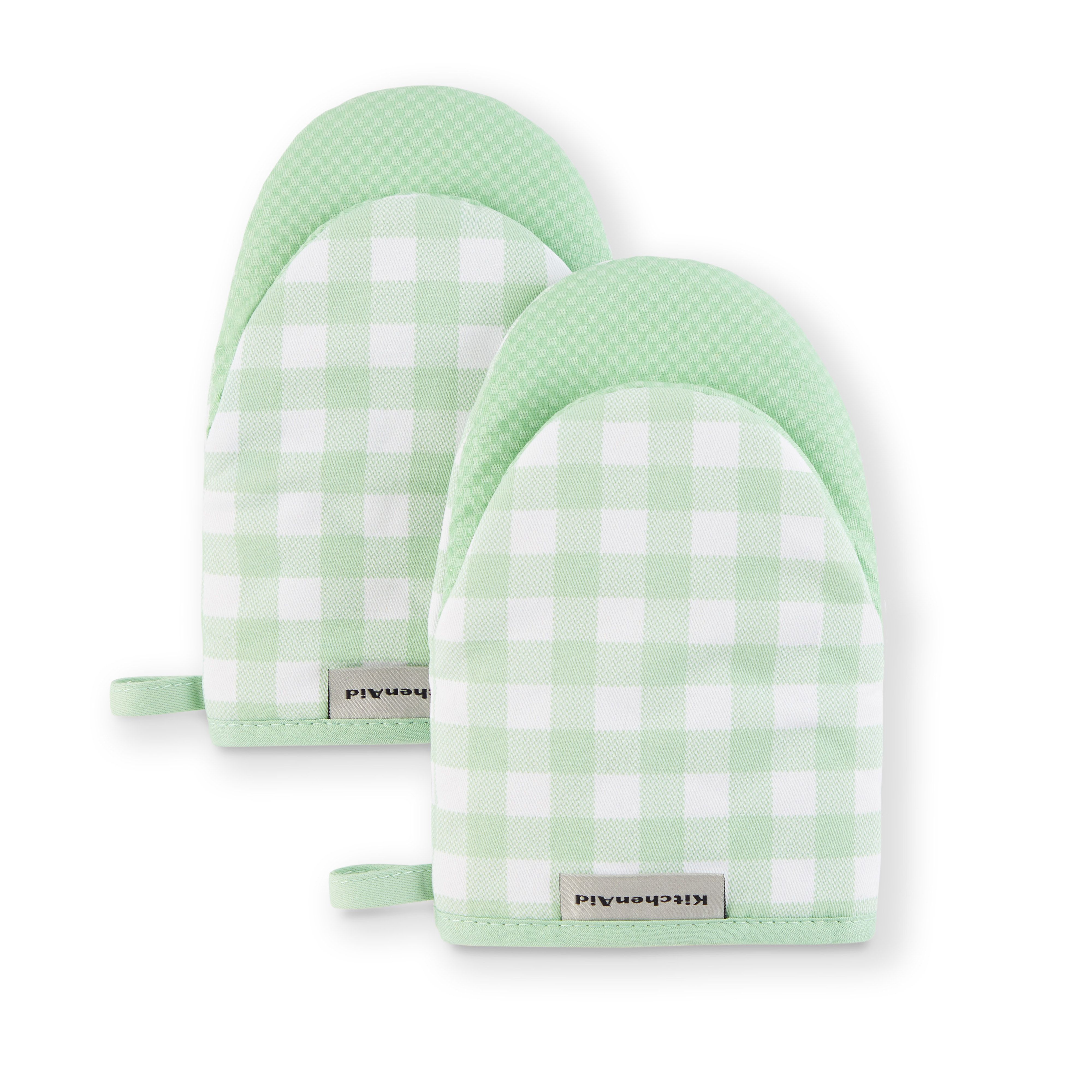 Fingerhut - KitchenAid Gingham 2-Pack Mini Oven Mitt Set