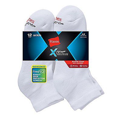 Fingerhut - Hanes Men's 12-Pack FreshIQ X-Temp Active Cool Ankle Socks