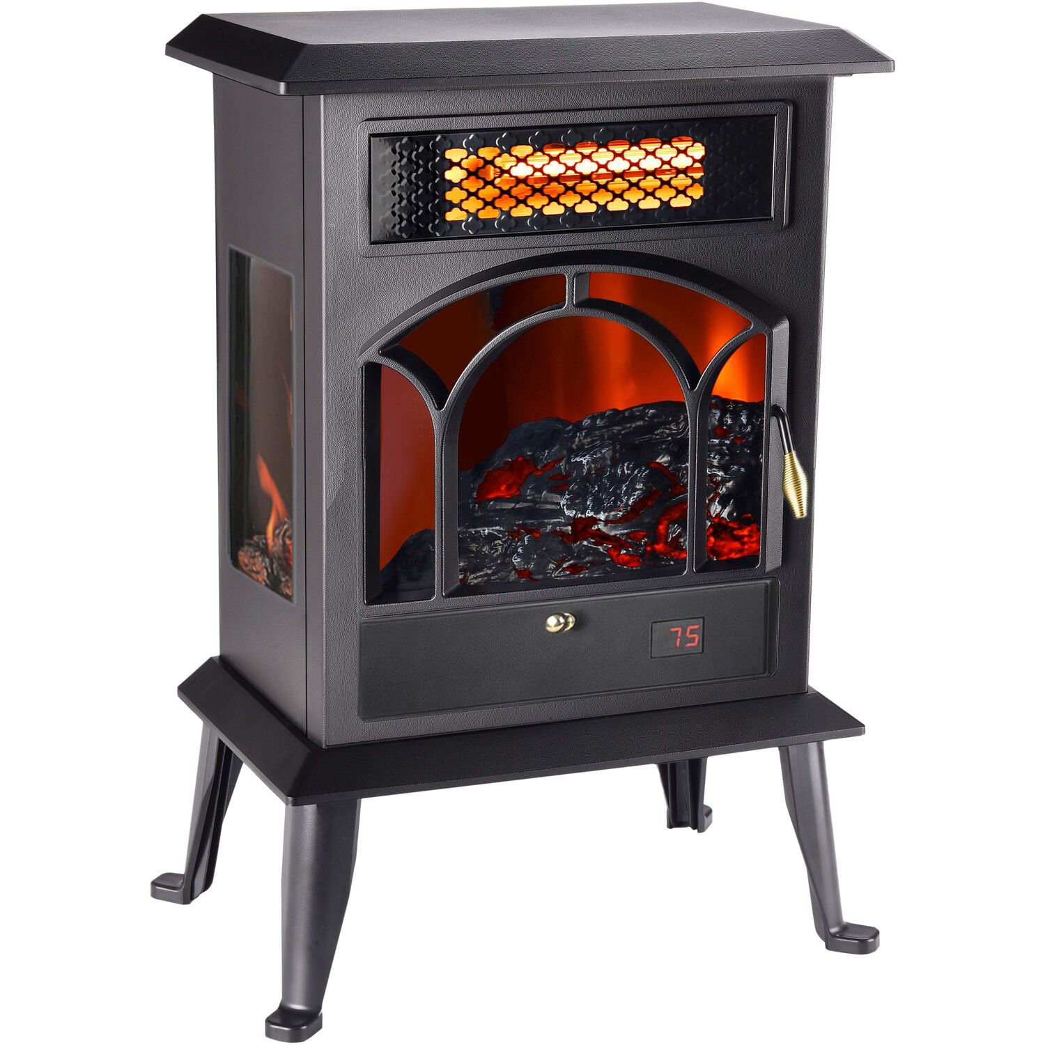 Fingerhut - LifeSmart Stove-Style Infrared Fireplace Heater