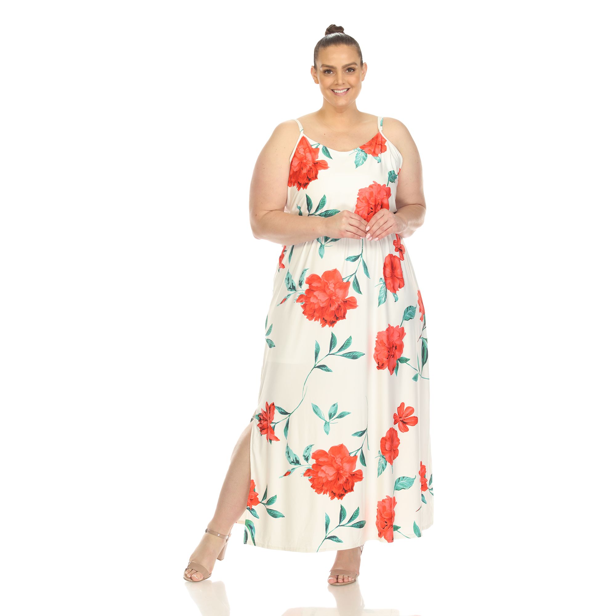 Fingerhut - White Mark Women's Plus Floral Strap Maxi Dress