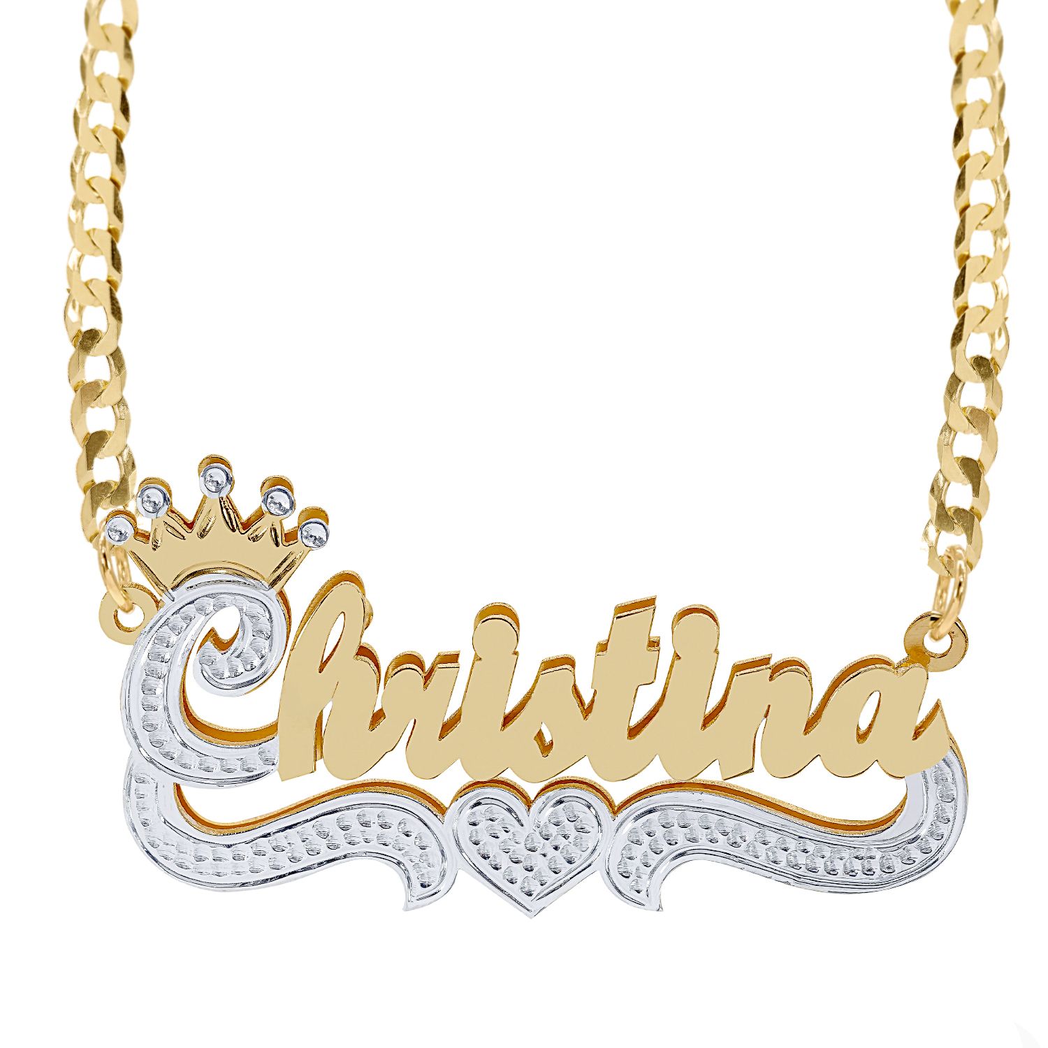 Jay Aimee Diamond Cut Nameplate Necklace