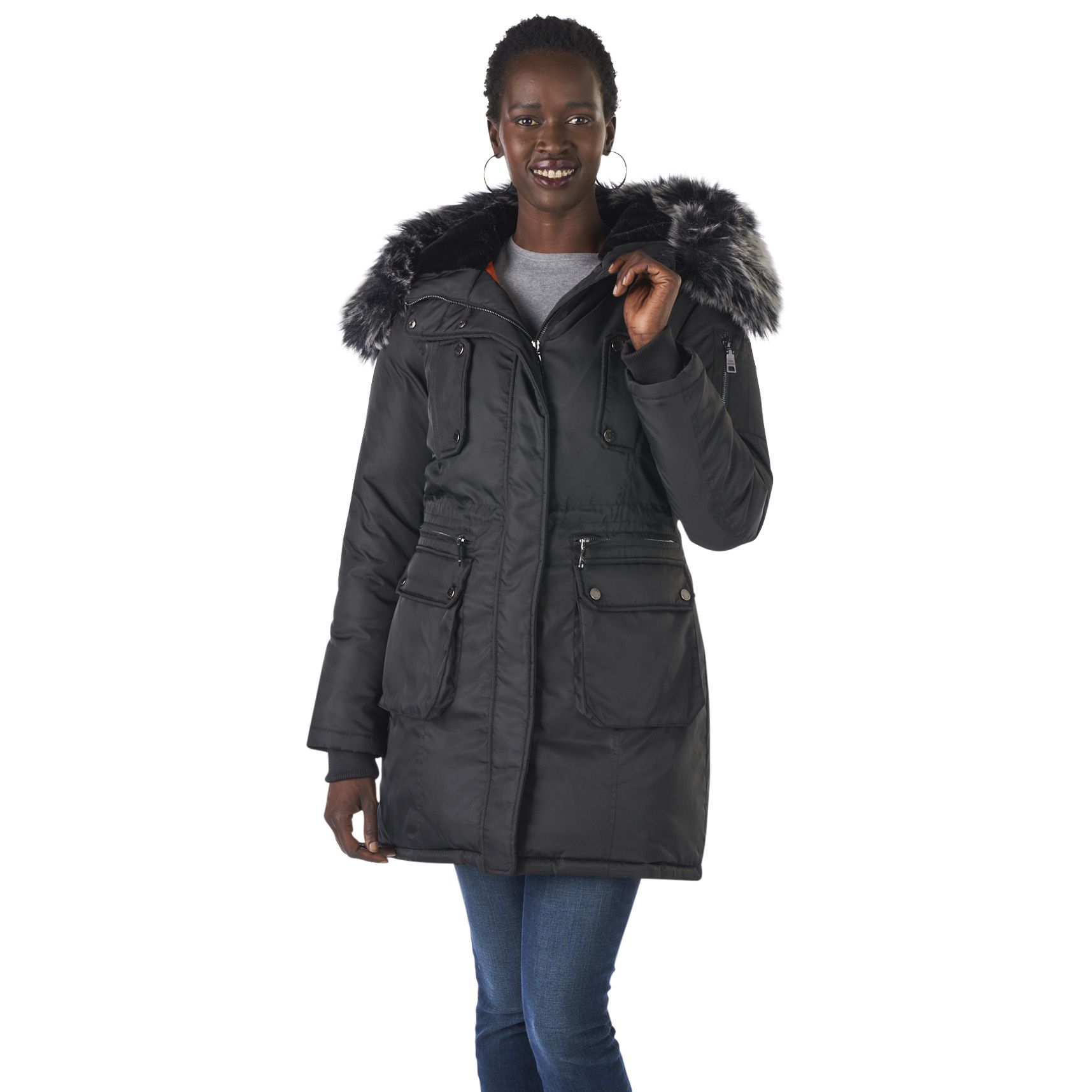 Women's Faux-Fur-Trim Anorak Coat