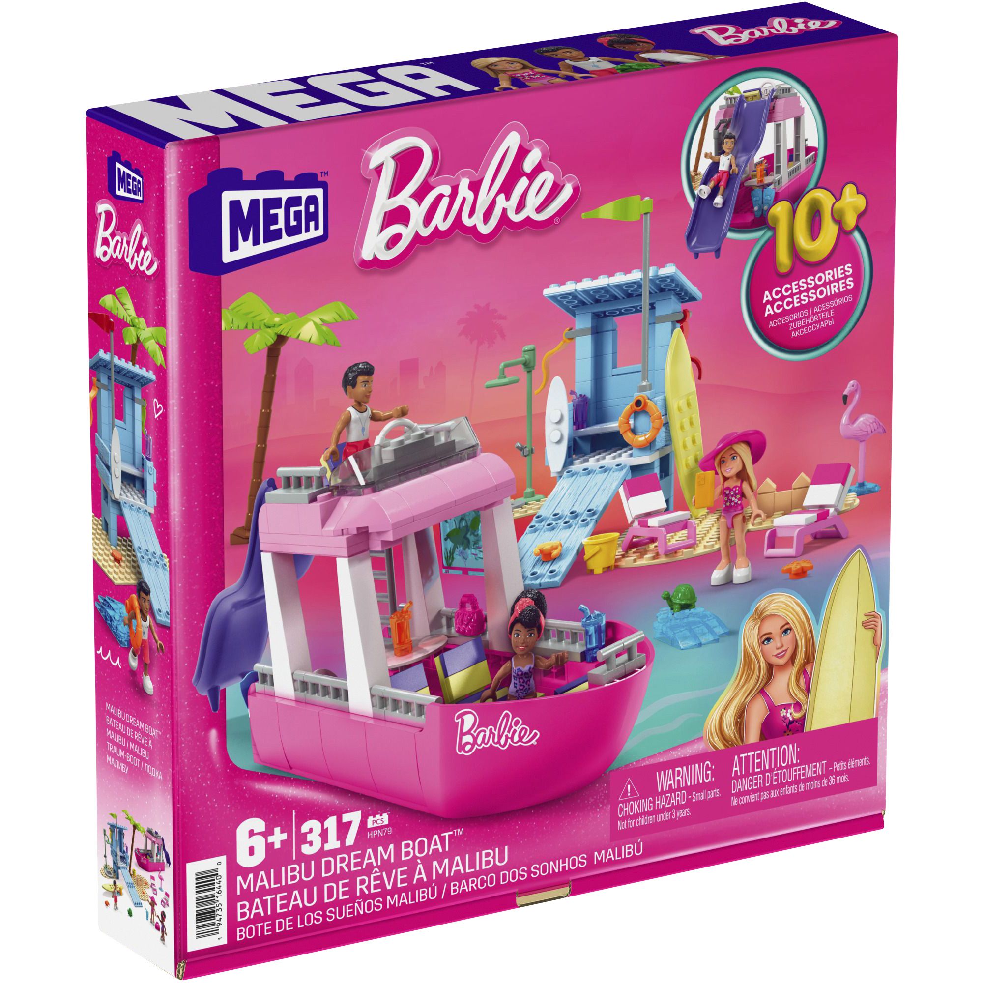 Fingerhut - Mega Bloks MEGA Barbie Malibu Dream Boat 317-Pc. Building Set
